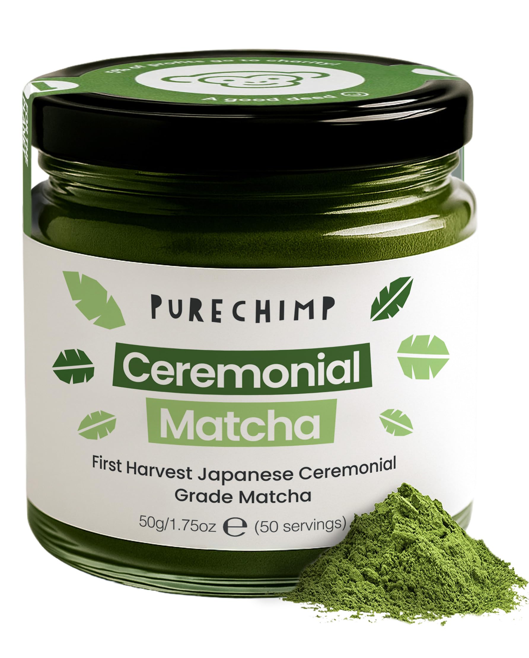 PureChimp Ceremonial Grade Matcha Powder 1.75oz, Pure Japanese Matcha Tea