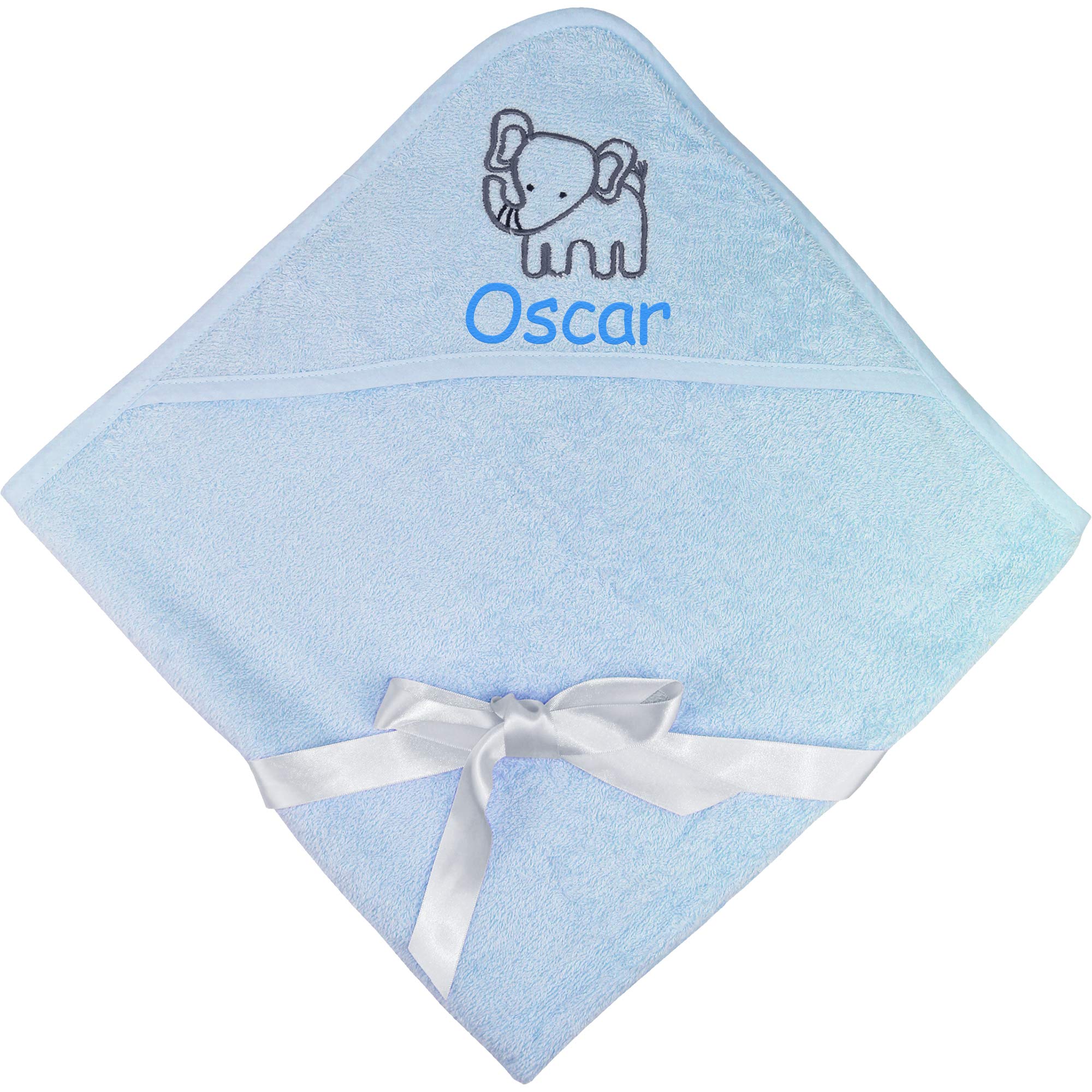 TeddyT's Baby Boy's Personalised Blue Elephant Bathtime Super Soft Hooded Towel Gift