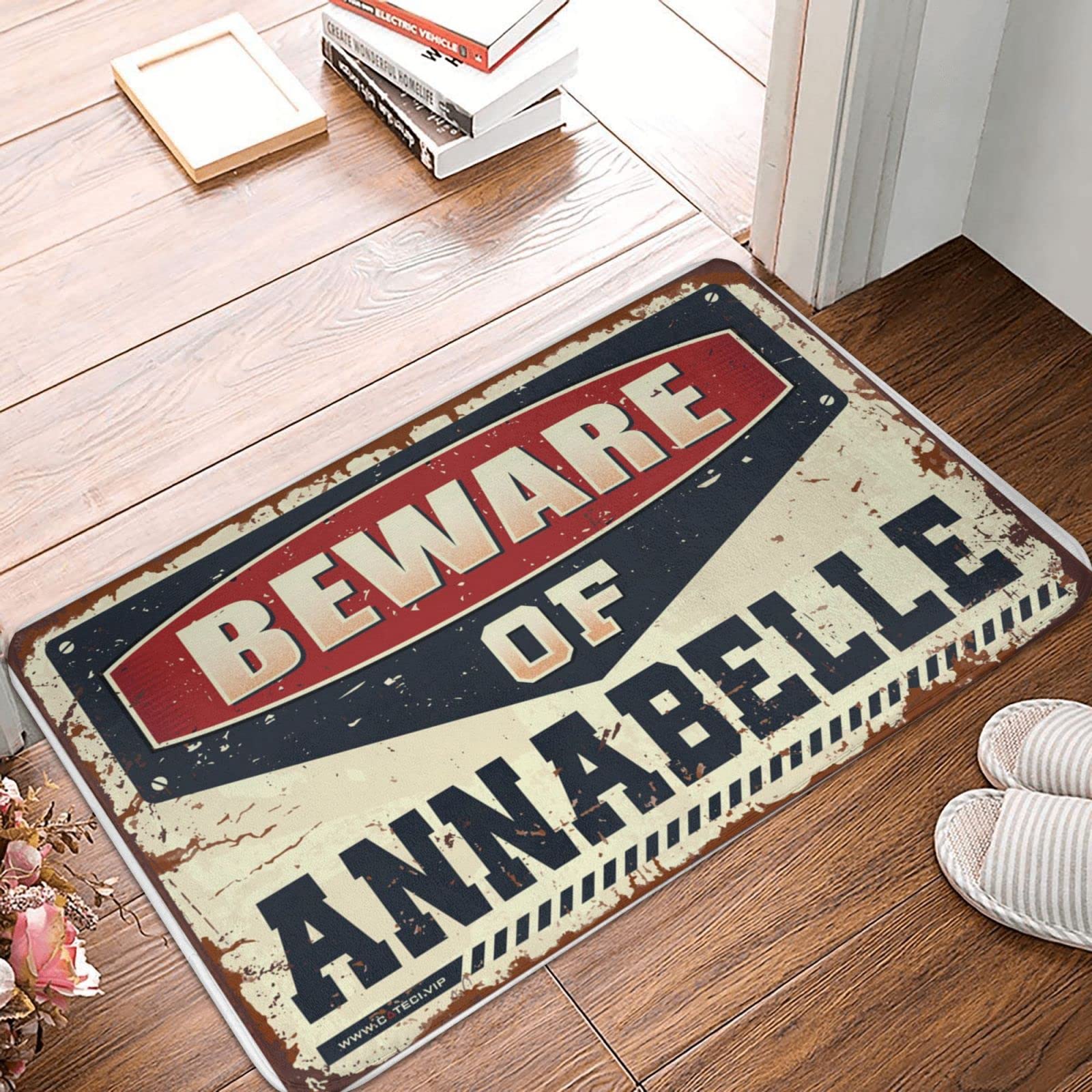 Paillasson méfiez-vous d'Annabelle grand tapis entrée maison 65x90