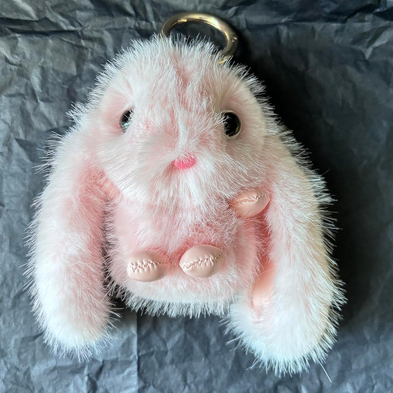 Long Ears Rabbit Keychain Plush Rabbits Key Ring White Pink Rabbit Keychains - Image 4