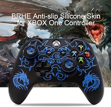 Controller Skin for Xbox-One, BRHE Anti-Slip Silicone Cover Protector Case Accessories Set for Microsoft Xbox 1 Wireless/Wired Gamepad Joystick with 2 Thumb Grips Caps (Blue)