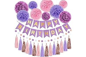 Purple Pink Office Birthday Decorations Kit for Desk