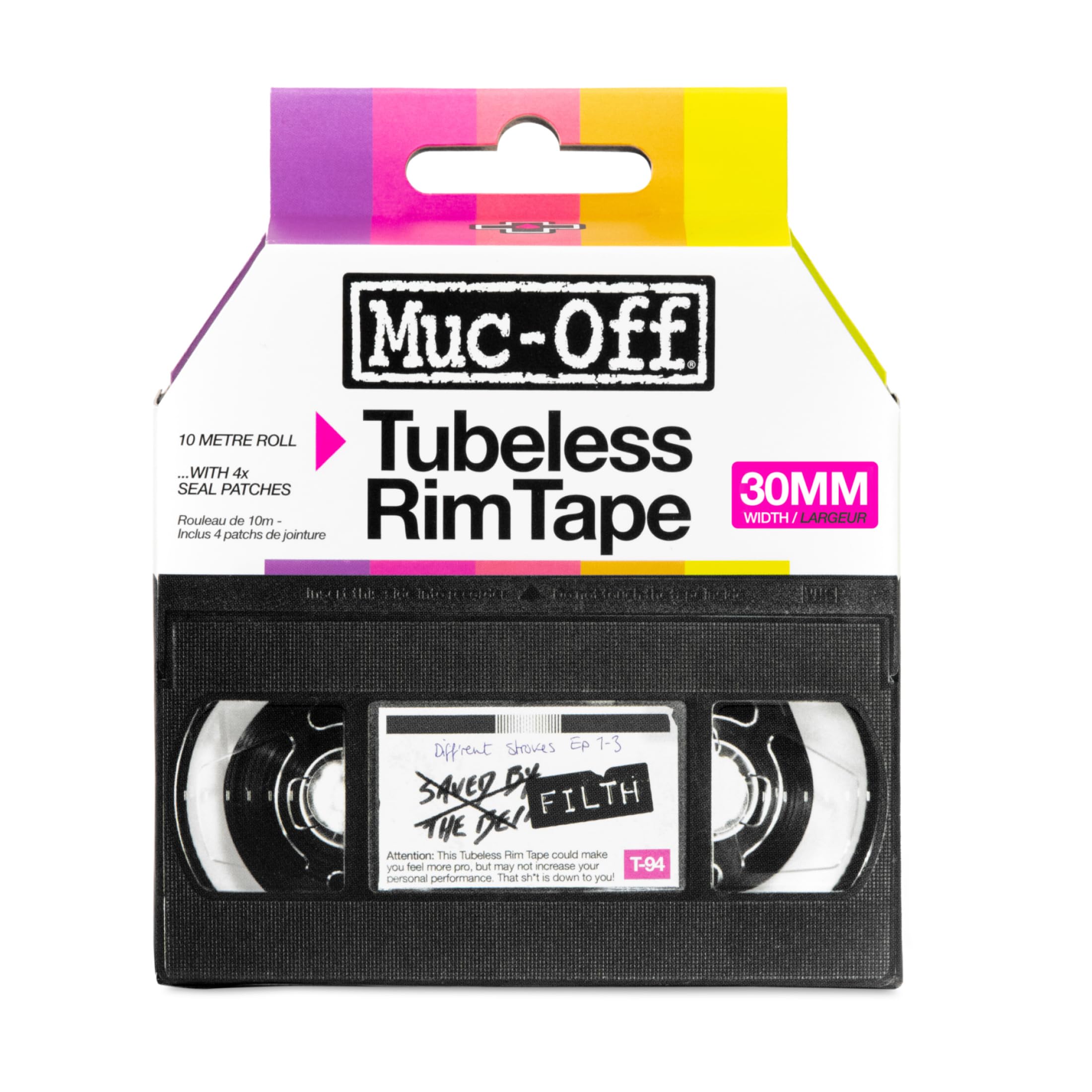 Muc-Off Tubeless Rim Tape, 30mm – Taśma do Opon Bezdętkowych – Taśma Tubeless 10-metrowa – Przylegająca Taśma do Obręczy do Rowerów MTB/Szosowych/Gravelowych