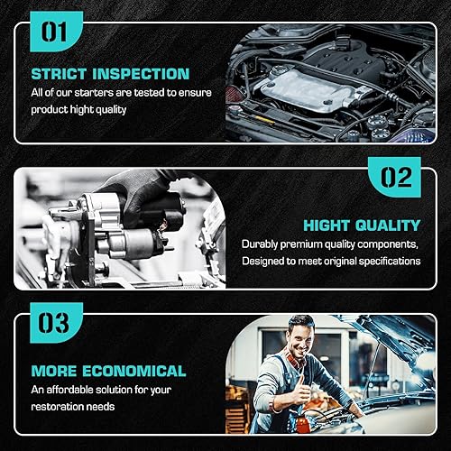 Miniatura 6 de Motor de arranque para Volkswagen Beetle 1998-2005, Golf 1996-2006, Jetta 1996-2005, 410-24025, SBO0121, 020-911-023F, 020-911-023FX