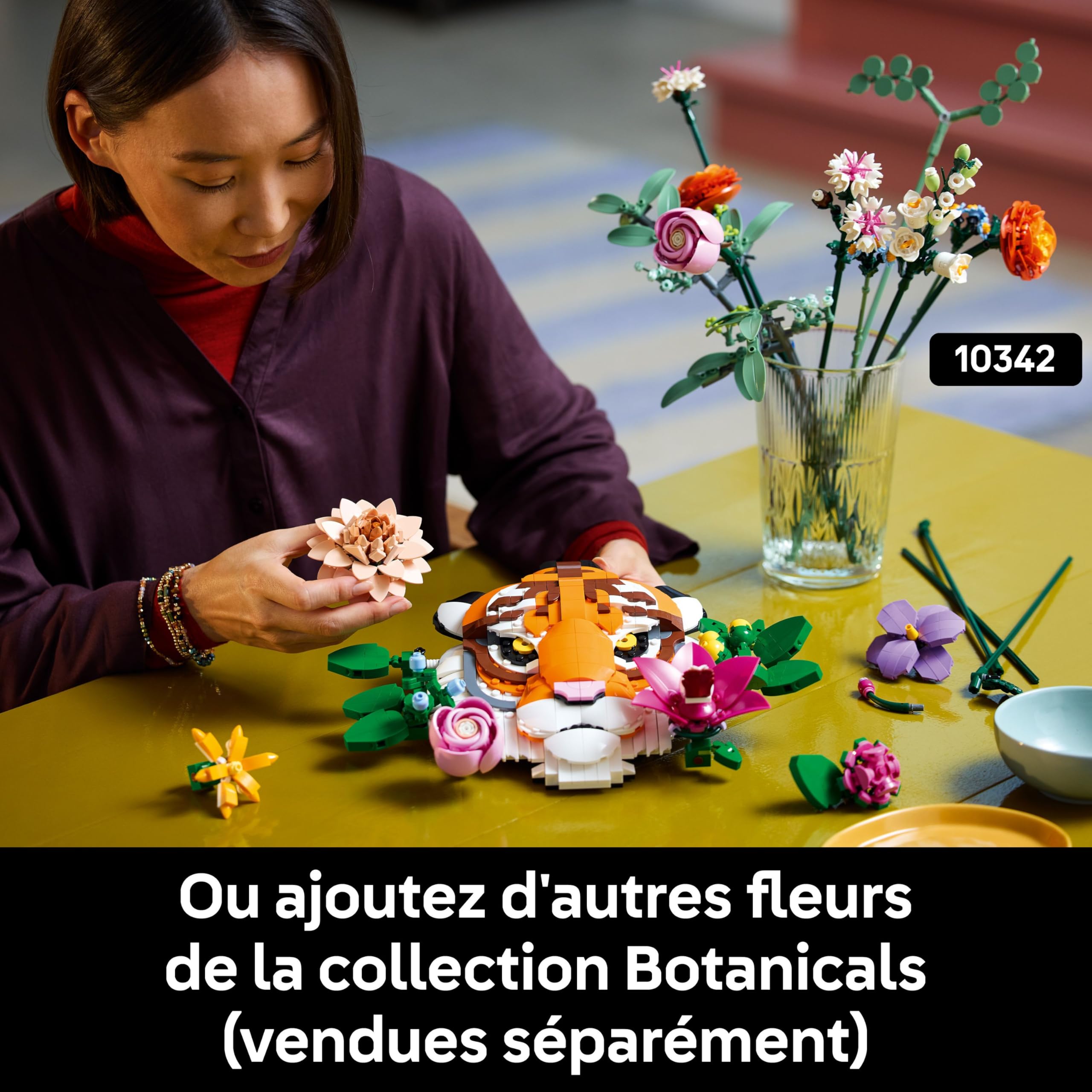 LEGO Art La Collection Faune – Le Tigre - Set De Construction Pour Adulte - Décoration Murale 3D Avec Animal & Fleurs De La Gamme Botanicals - Projet Déco DIY Pour Maison Ou Bureau - Idée Cadeau 31217