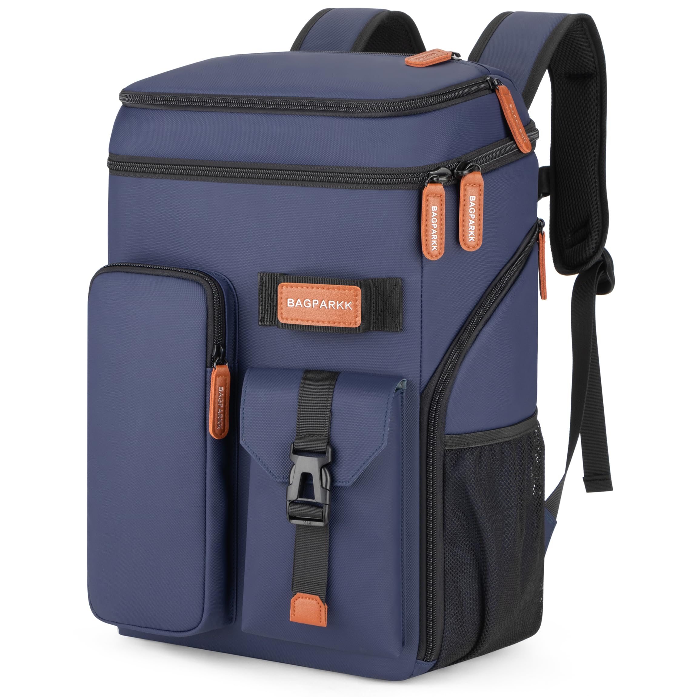 BAGPARKK Insulated Cooler Backpack,33 Cans Multifunctional Double Deck Leakproof Cooler Bag with Sternum Strap,Large Capacity Lightweight Travel Camping Beach Backpack