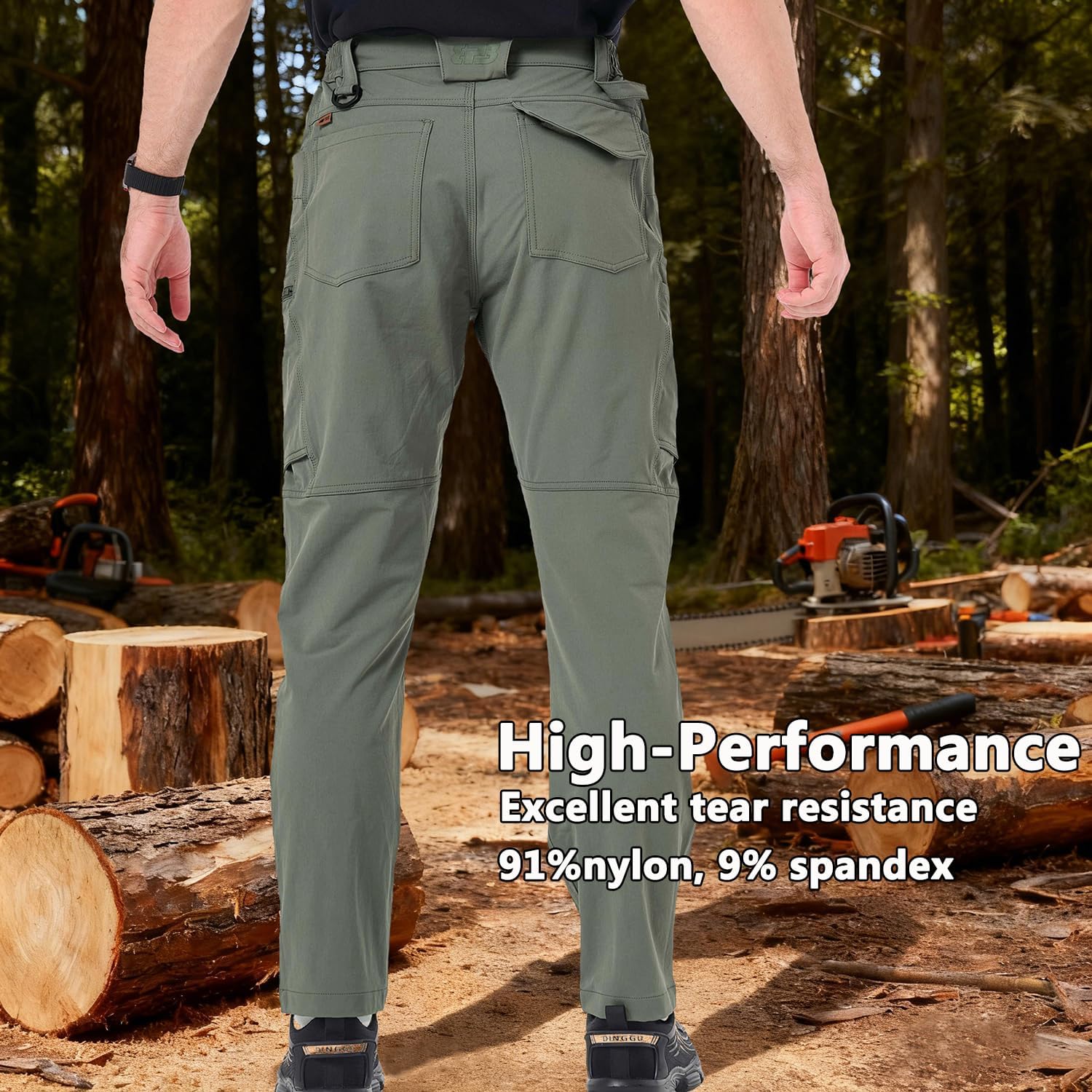 Men's 4 Way Stretch Outdoor Cargo Pants All Season with Multi Pocket Utility Work Pant