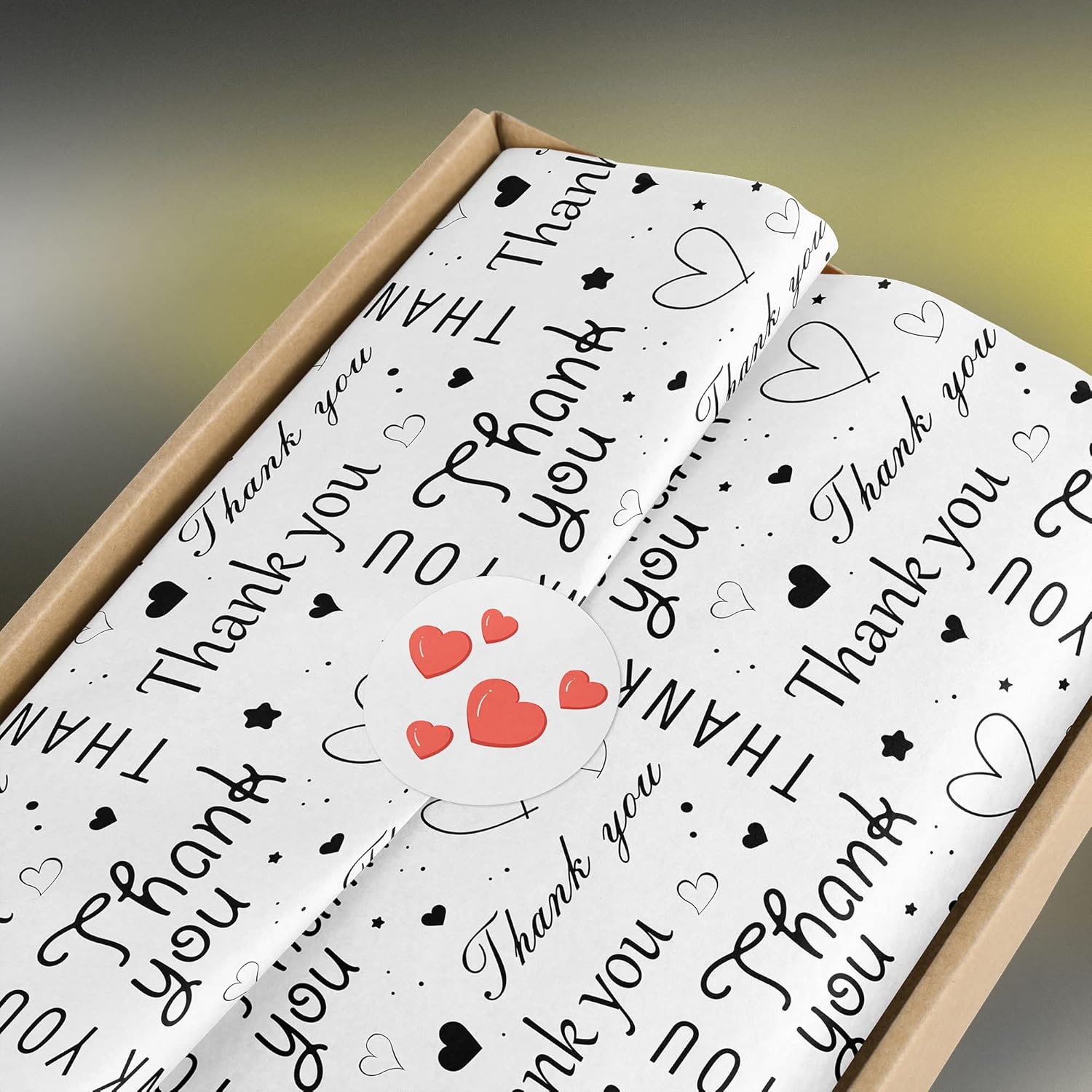 100 Sheets Thank You Tissue Paper Bulk for Small Busin,