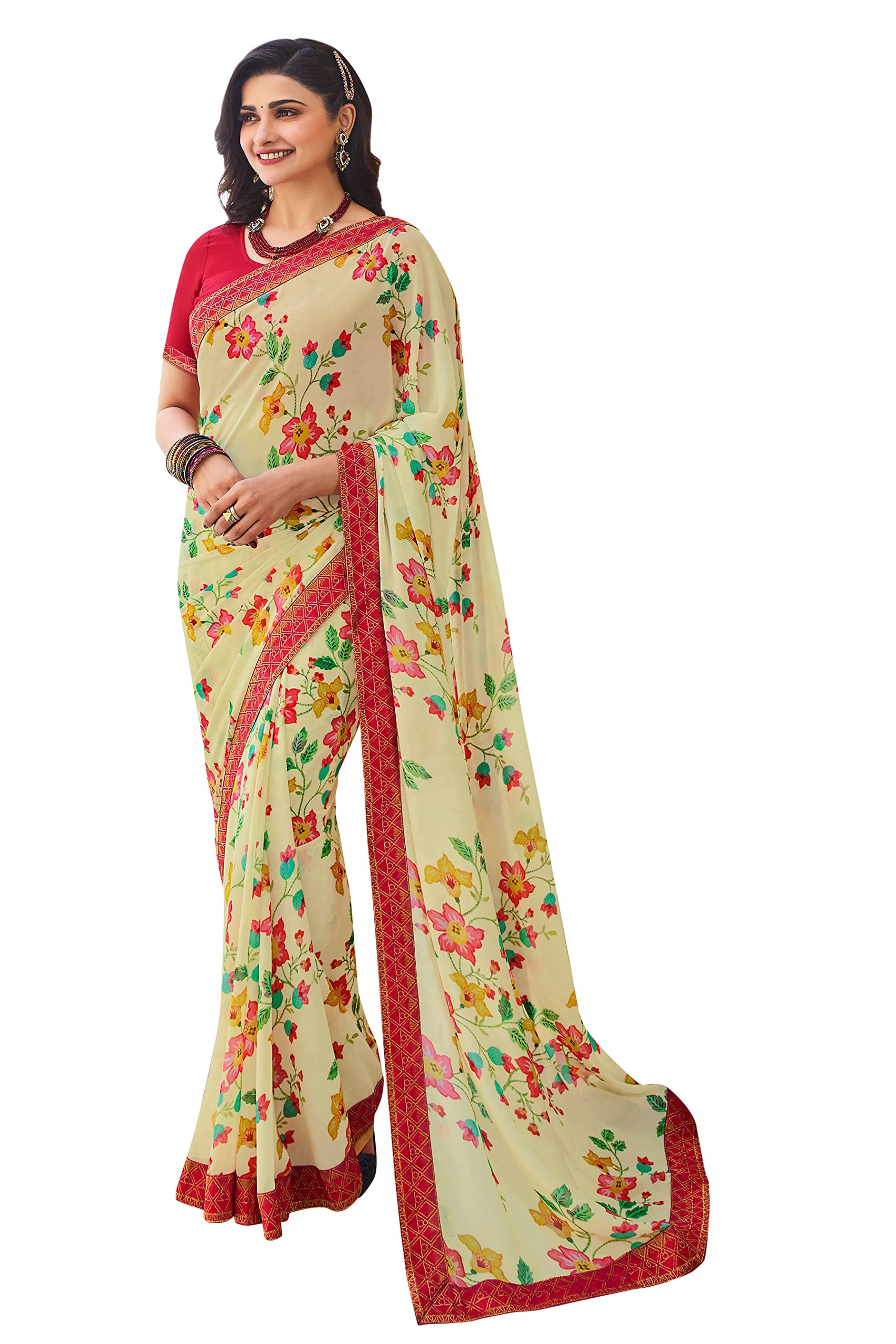 Rihana fashionRihana fashion Indian Women's Fancy Partywear Printed Saree with Unstitched Blouse - A 49