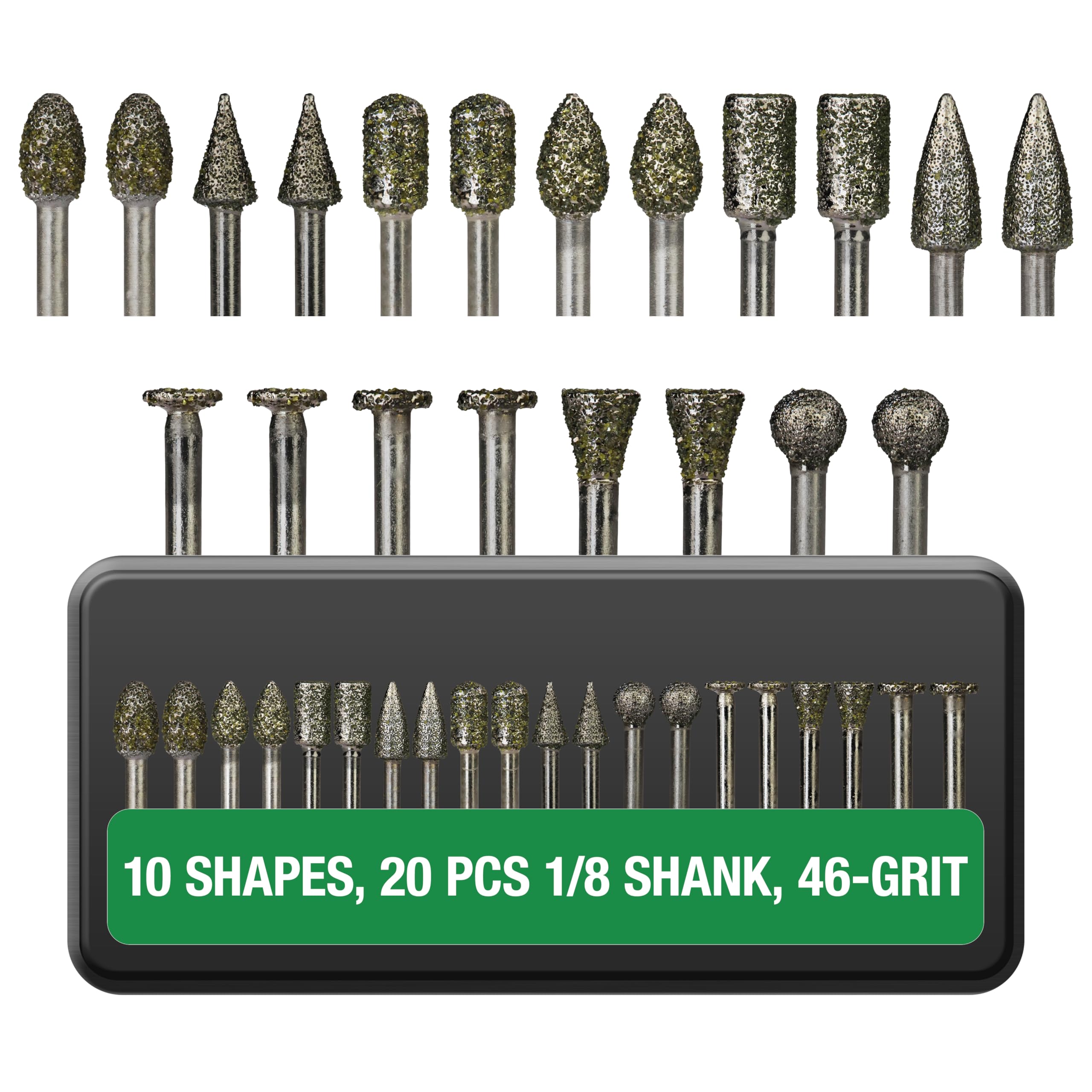 Diamond Burr Bits 20-Pc 1/8" Shank 120 Grit for Dremel Rotary Tool — Amazon image 8