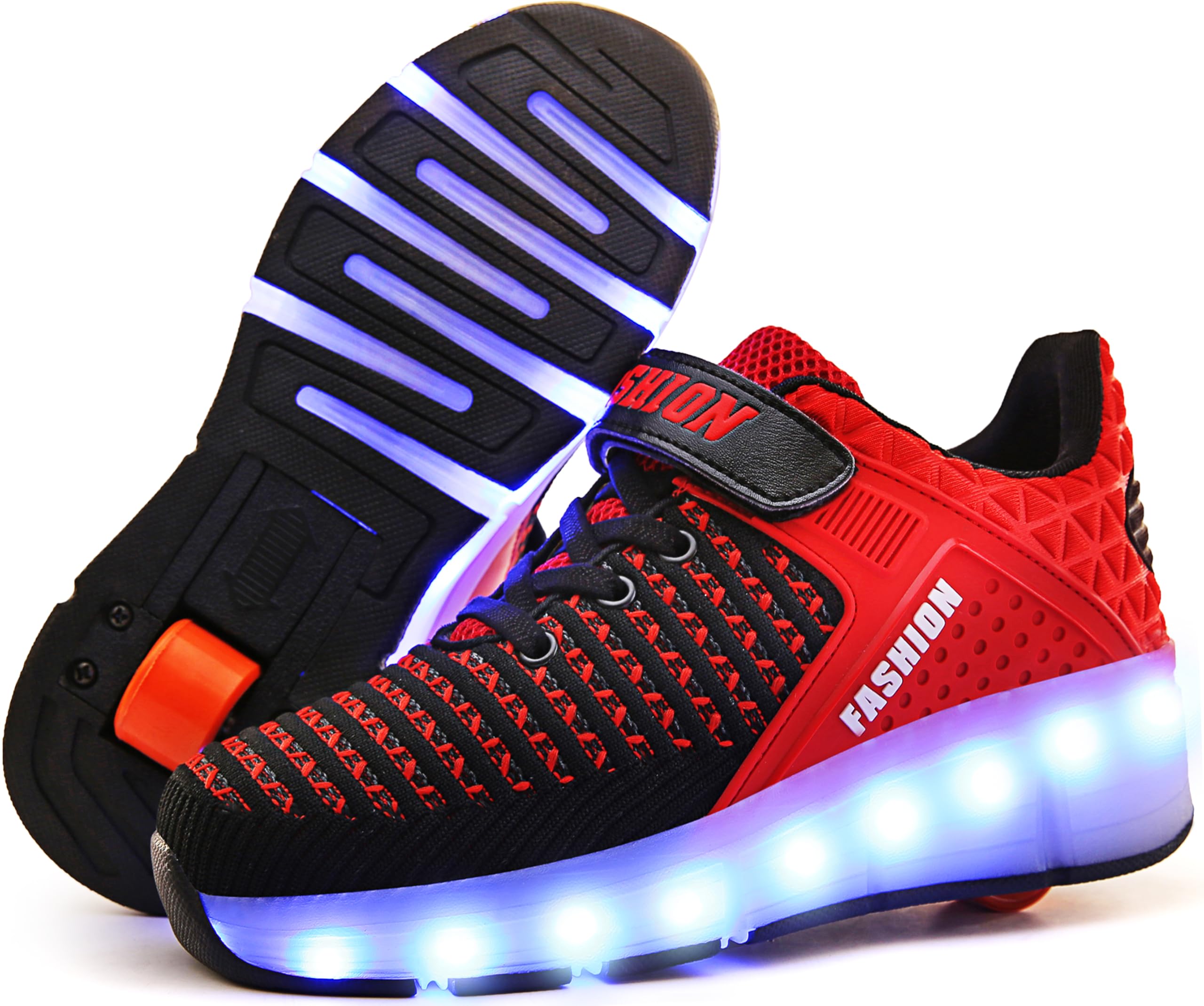 Ufatansy Roller Shoes Girls Boys Sneakers with Wheels Roller Skate Shoes USB Charging LED Light Up Footwear Skates for Beginner Trainers Kids Lightweight Breatheable Shoe