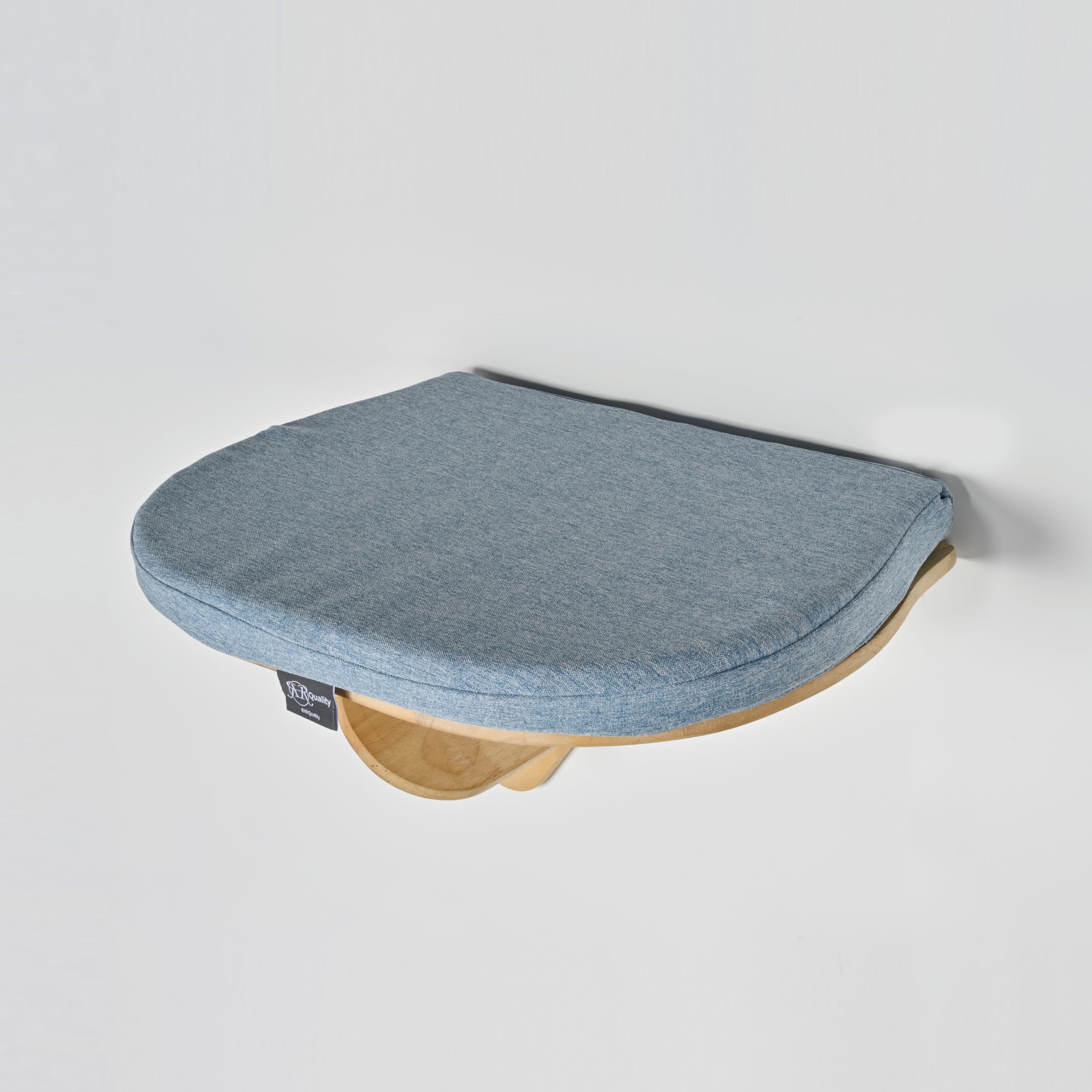 RHRQuality Wandmeubel Klimmuur Kat – Luxe Kattenbed 50 cm – Draagkracht tot 20KG – Voor Grote Katten – Met Verwijderbaar Kussen – Denim