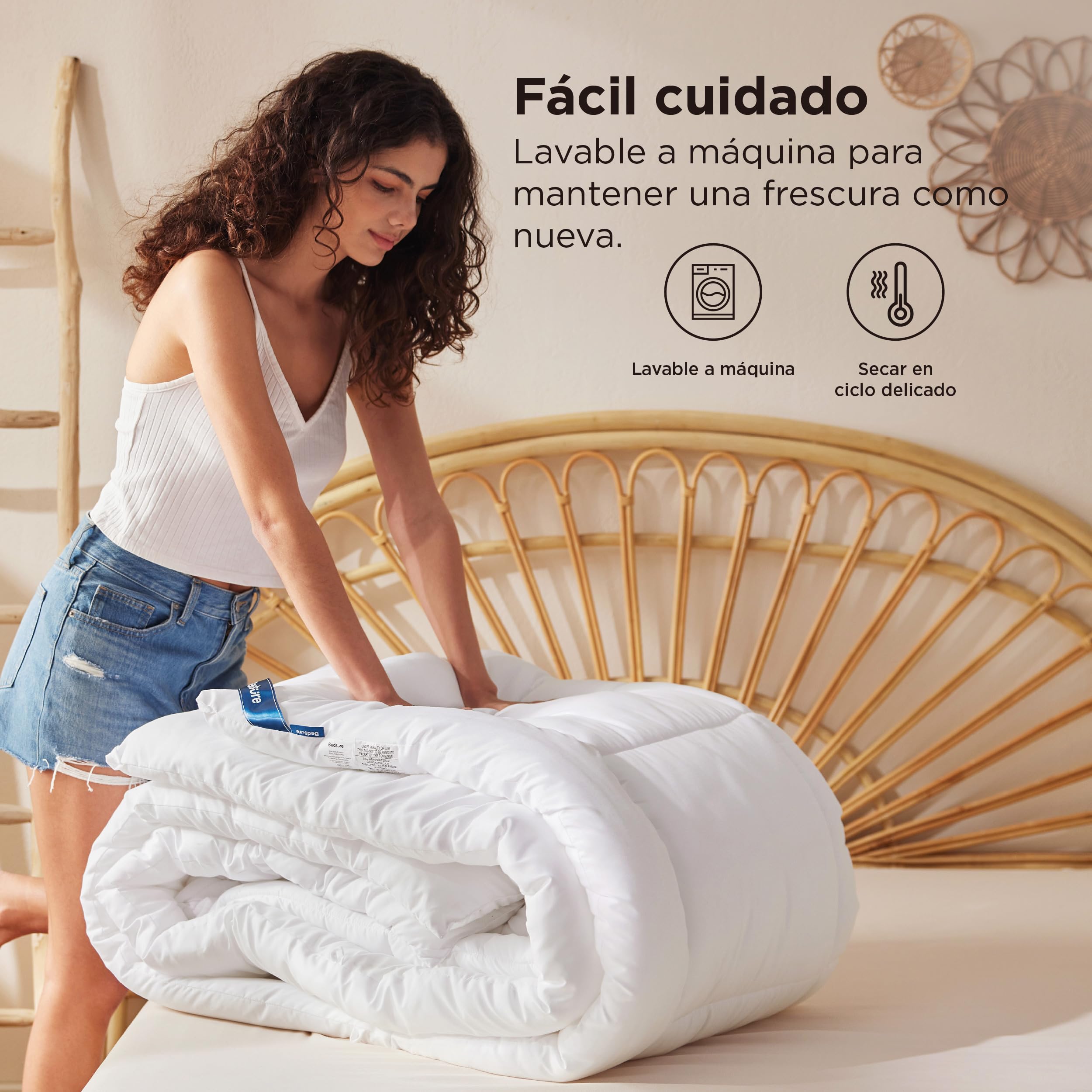 Bedsure Edredon Cama 135/150 Acolchado - Edredón 240x220 cm Relleno Nórdico 300 gr/m², Microfibra Hipoalergénico con Certificado Oeko-Tex, Cálido para 4 Estaciones, Lavable A Máquina Blanco