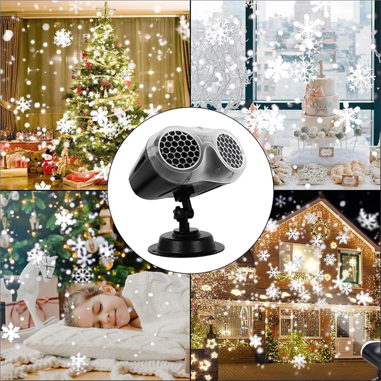 Lampada proiettore di fiocchi di neve a forma di gufo con LED a forma di fiocco di neve for Natale