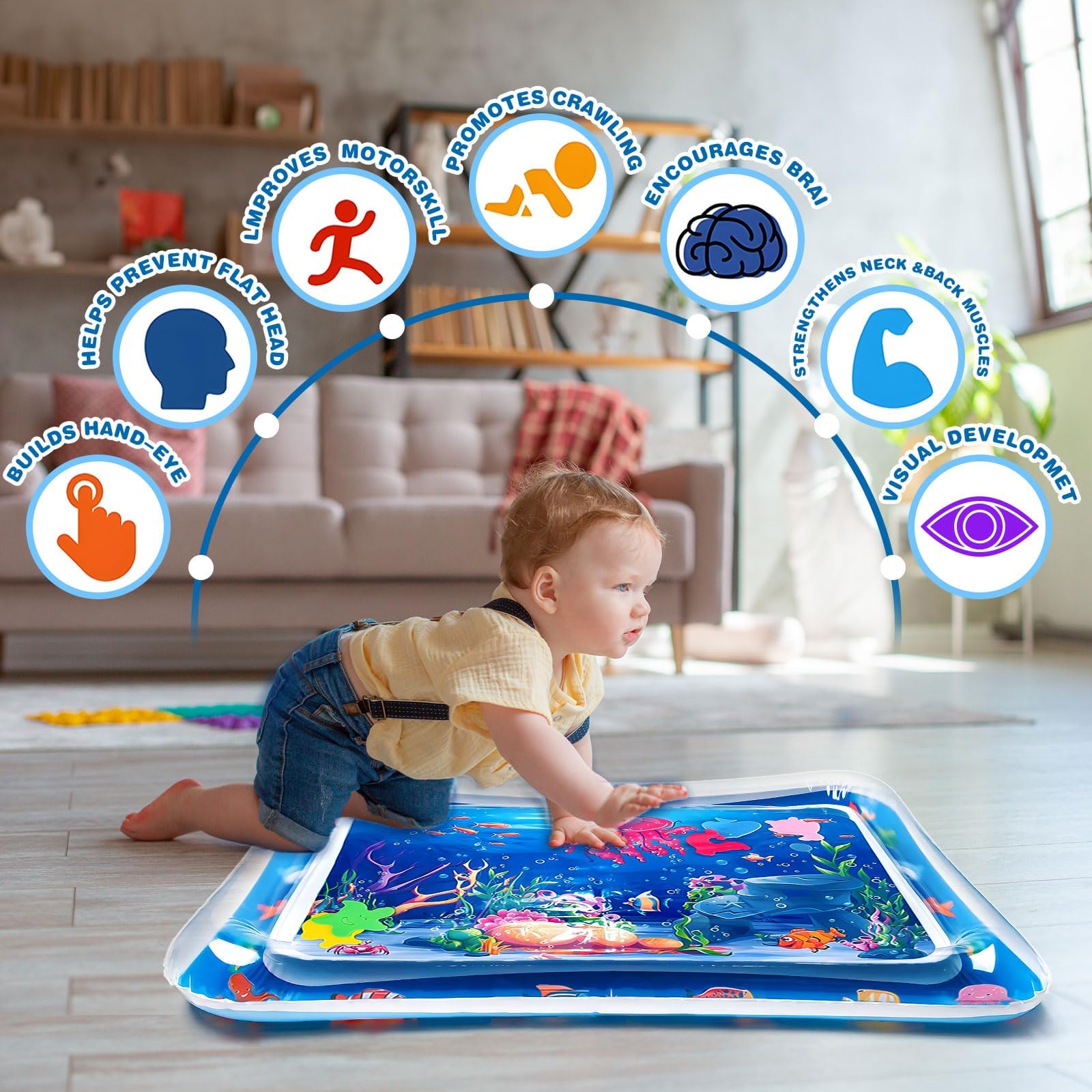 Tapis de Jeu Aquatique Gonflable Sans BPA pour Bébés 0-3 ans