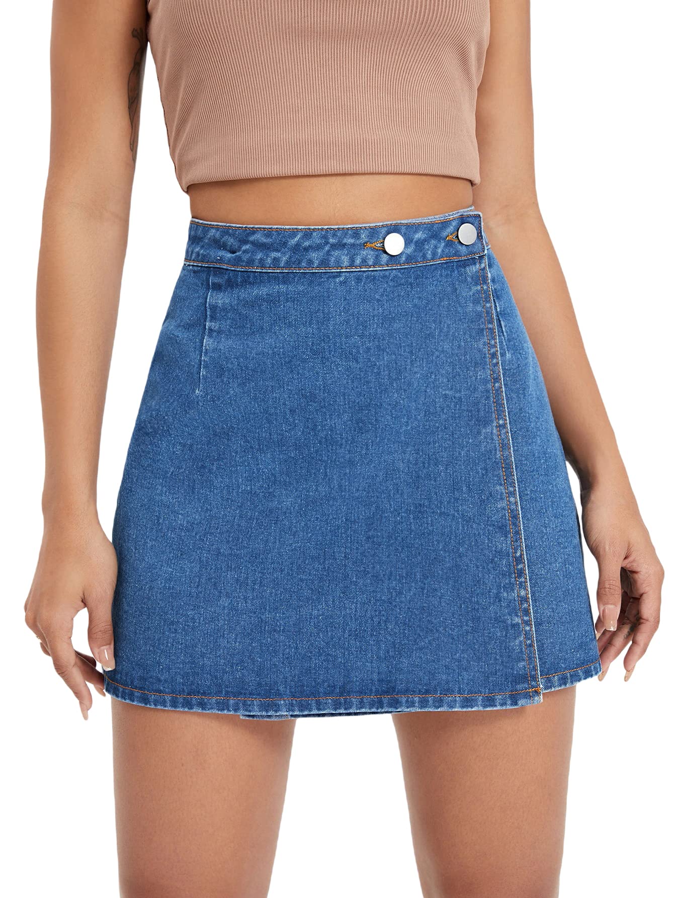 Mini Skirt Denim Wrap Button Skirt ASOS DESIGN Asymmetric Wrap