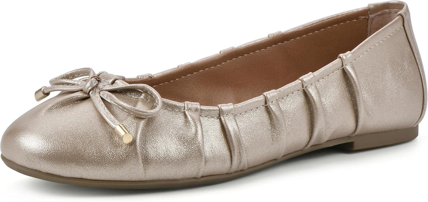WHITE MOUNTAIN Women's Shoes Sakari Ballet Flat, Ant Gold/Metallic, 10 W