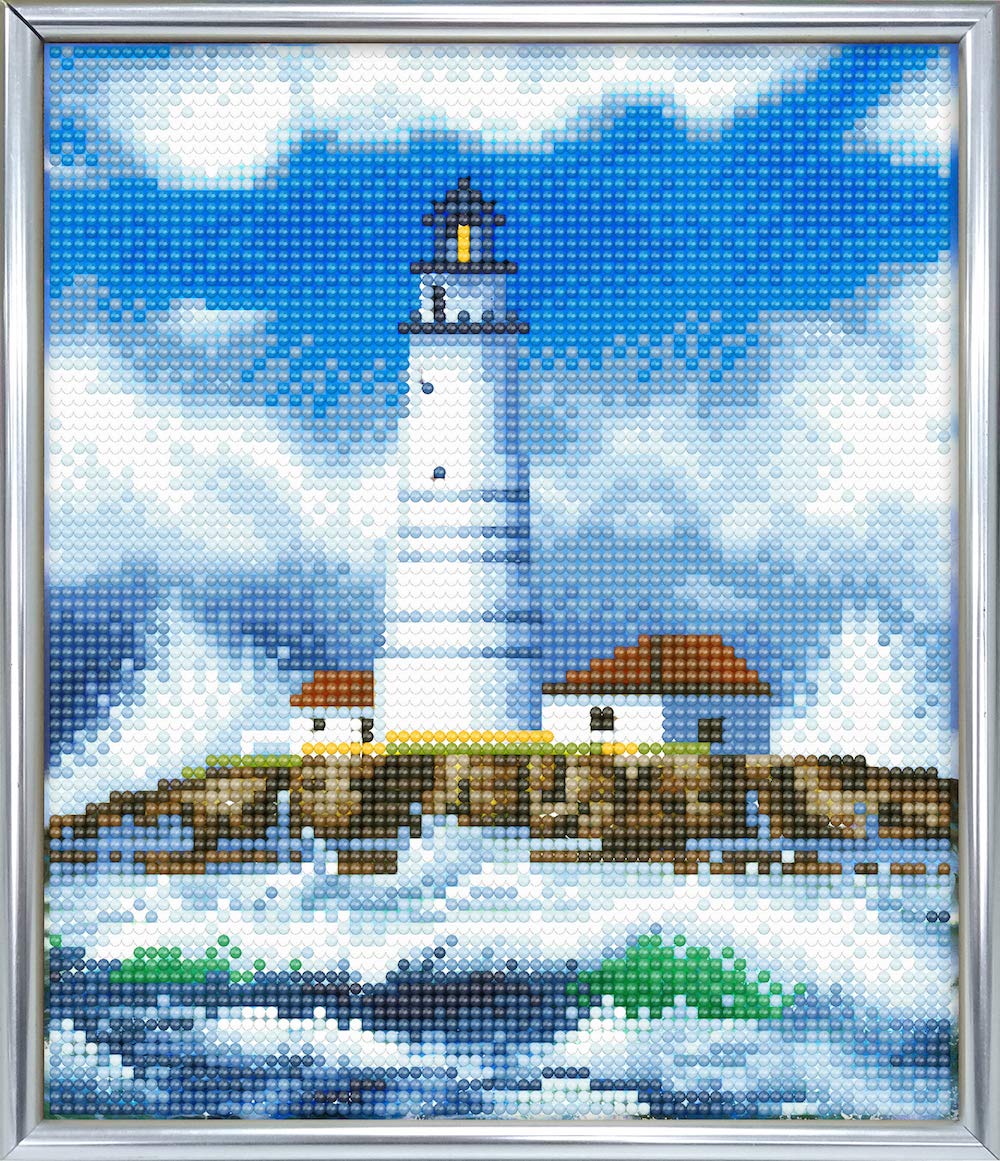 Crystal Art 'Der Leuchtturm' – DIY Kristallbild Mit Rahmen, 21x25cm, Inkl. Kristalle & Zubehör
