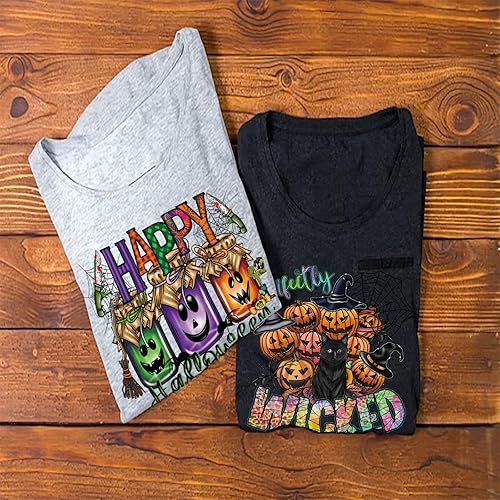 Miniatura 3 de Calcomanías para planchar de Halloween, vinilo de transferencia de calor, calabazas, calcomanías para planchar, lindas telarañas fantasmas, diseños