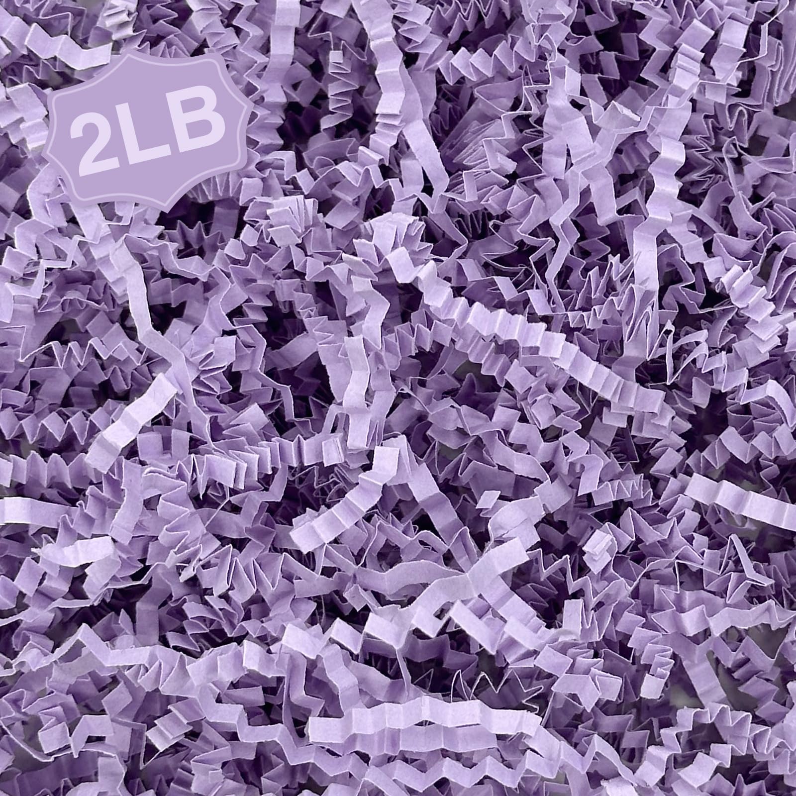 Corlcol 2LB Crinkle Cut Paper Shred Filler for Gift Box Bag and Basket On Holidays(Light Purple)