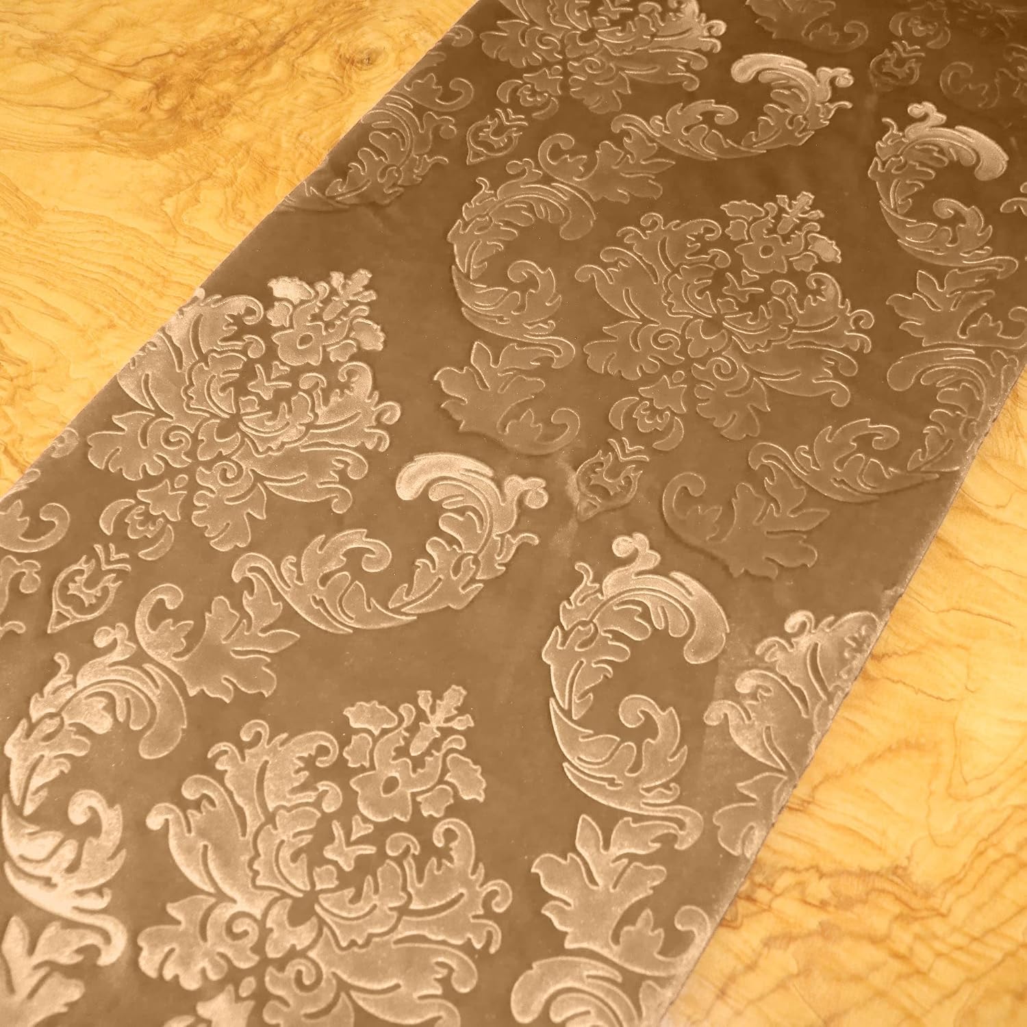 lovemyfabric Velvet Embossed Damask Table Runner for Wedding/Bridal Shower, Birthdays/Baby Shower Picnic, Party & Special Events, Christmas (12"x72", Navy)