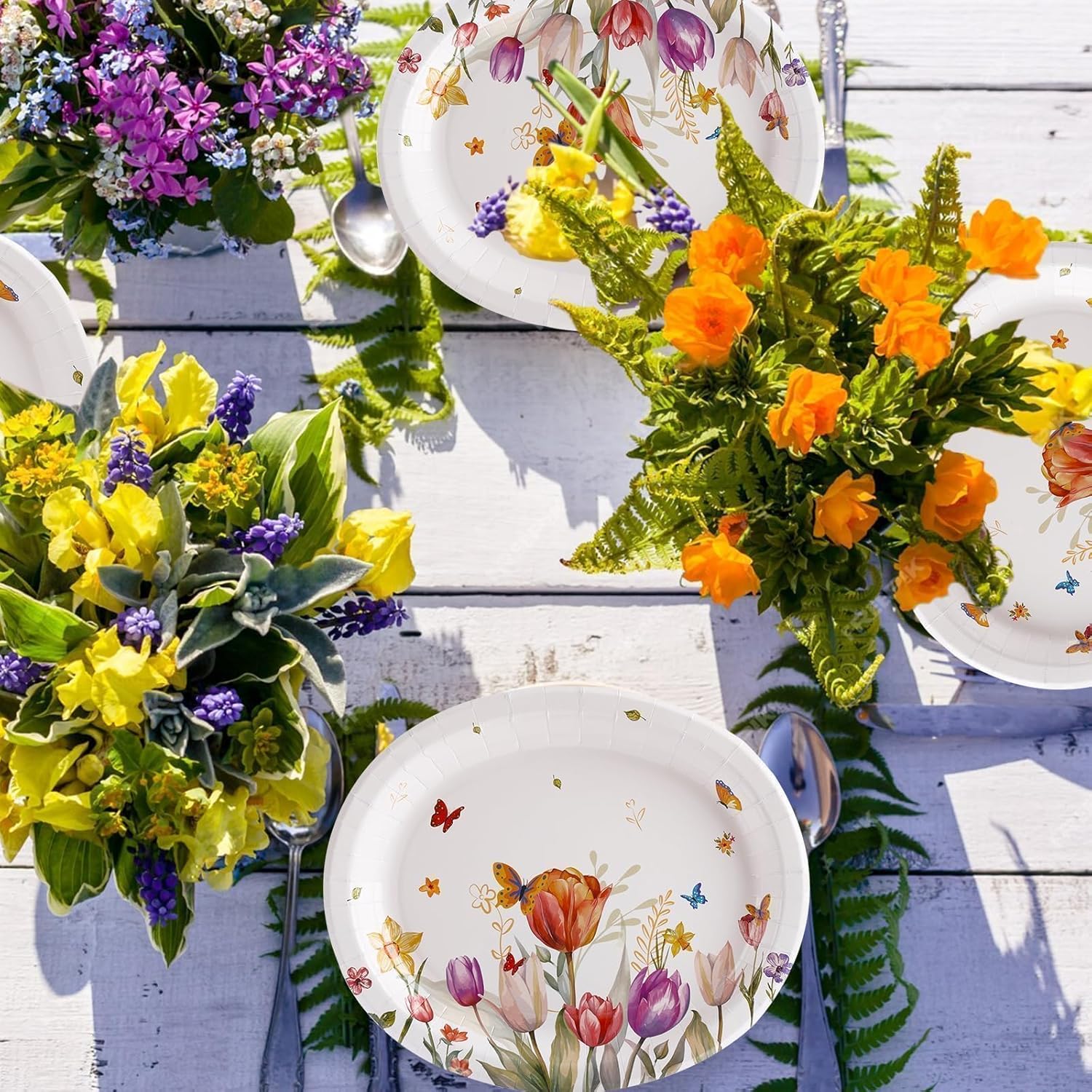 40Pcs Spring Floral Oval Paper Plates 10" x 12" Large Heavy Duty Disposable Plates Tea Party Plates Bulk for Easter Baby Shower Wedding Spring Party Decorations - Image 7