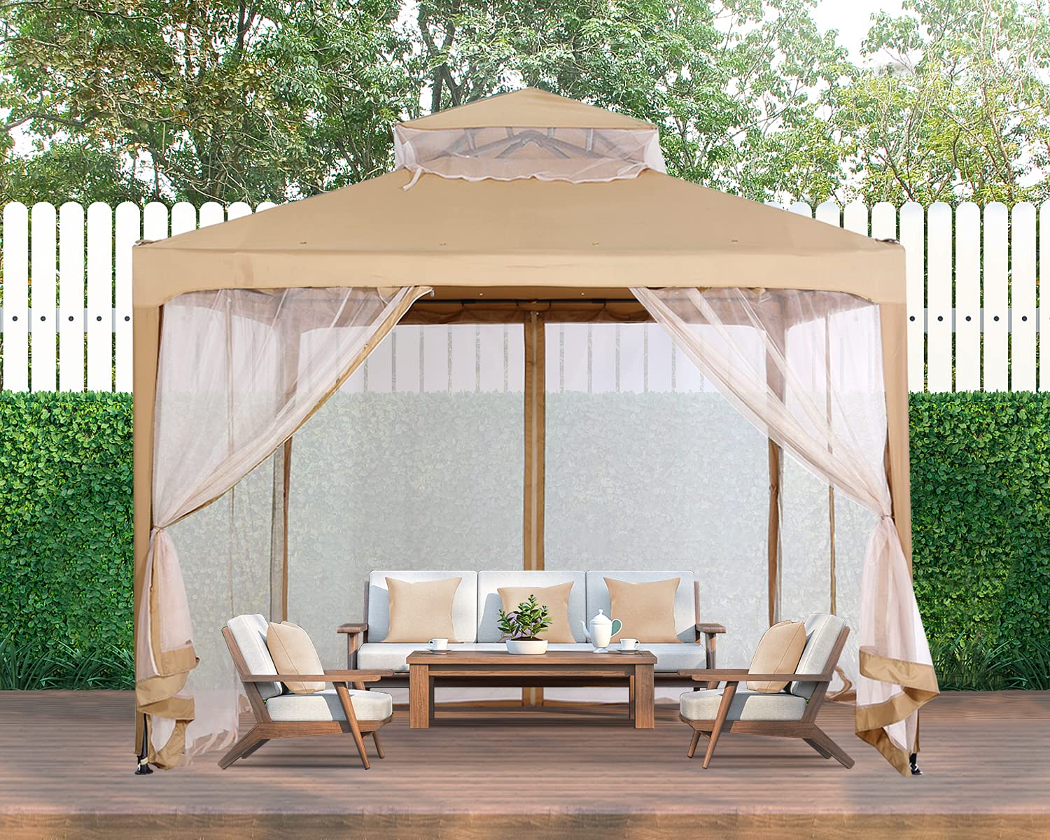 MASTERCANOPY 10x10 Outdoor Patio Pop up Gazebo with Netting Walls (Beige) Buy Online in UAE at