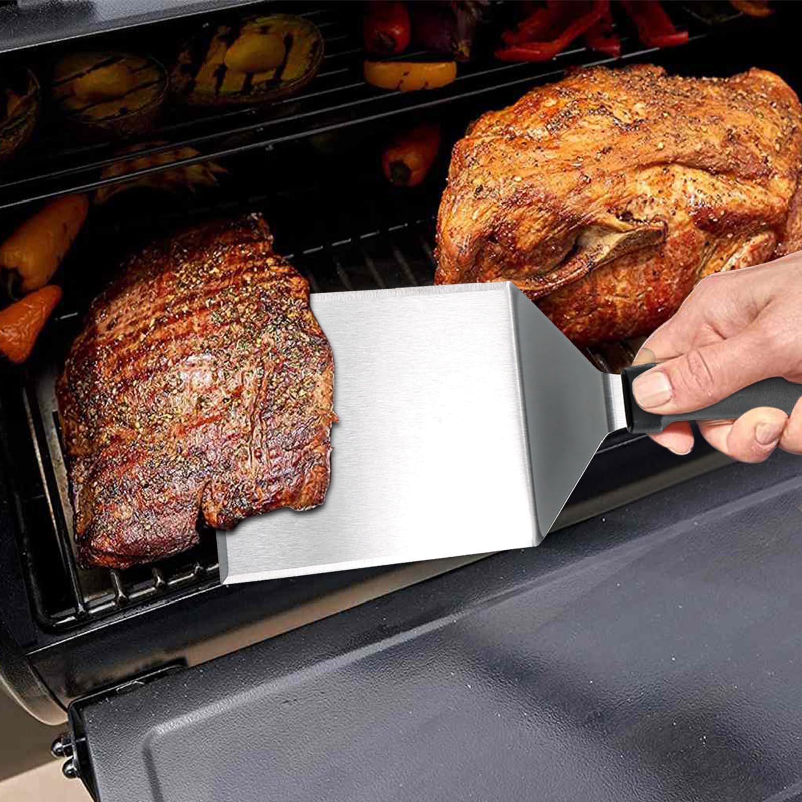 Spatule à Plancha Spatules pour Barbecue, Lot de 2 Grande Spatule à Hamburger, Acier Inoxydable Métal, Spatule à Griller pour Hamburger Écrasé pour La Propagation de La CrèMe, Omelett und Steak