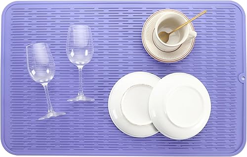 Miniatura 175 de Tapete de silicona para secado de platos para múltiples usos, fácil de limpiar, ecológico, resistente al calor, tapete de silicona para encimera