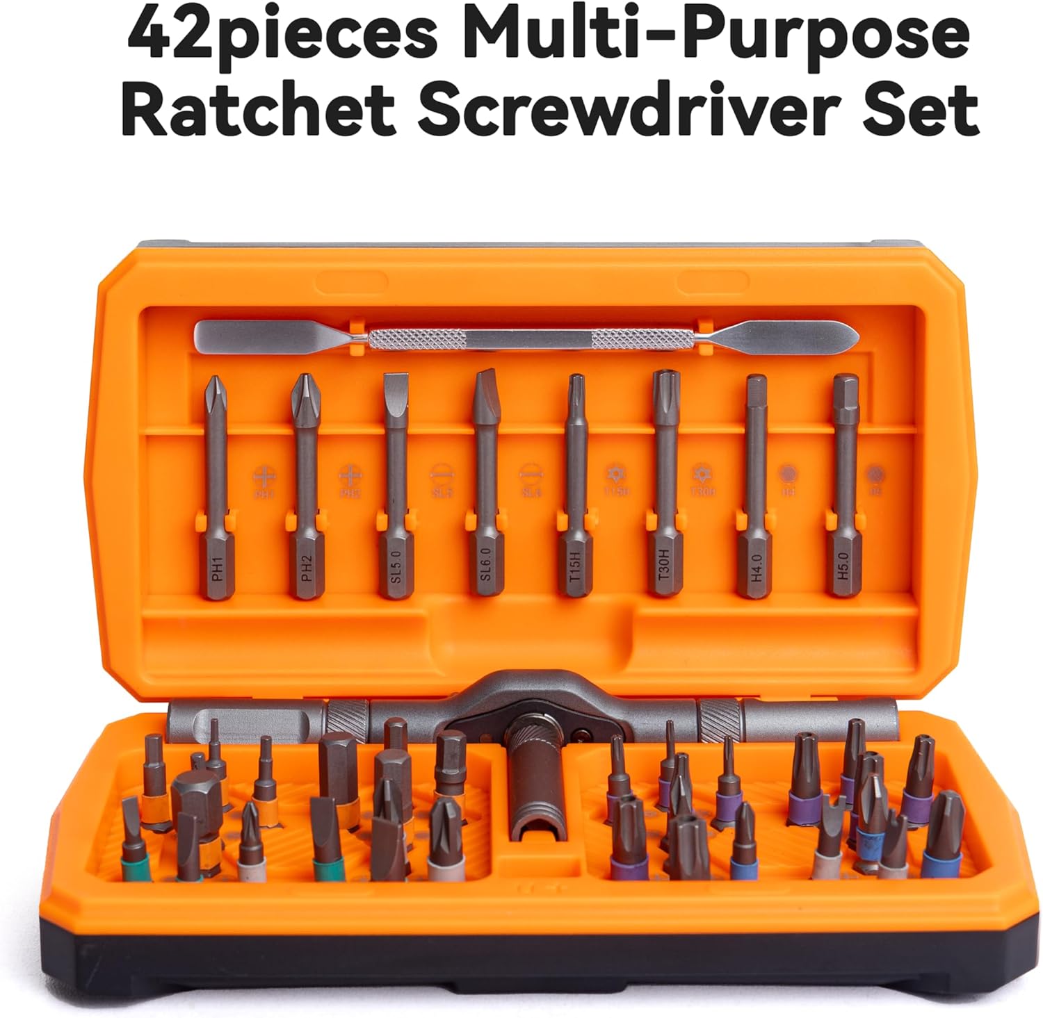 ANVANNA 42 in 1 Magnetic Screwdriver, Screwdriver Set, Multi Bit Ratcheting Screwdriver Set with Storage Case Repair Tool Kit for Computer, Eyeglass, Bicycles, Watch, Ring Doorbell, Furniture and DIY