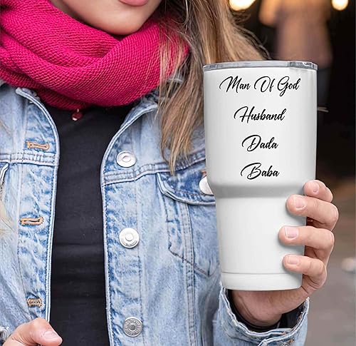 Miniatura 1 de Man Of God Gift, for Husband's Birthday - Dada Baba Family Christian Believers Prayers, Unique Present for Believers - 30 Oz White Stainless Steel