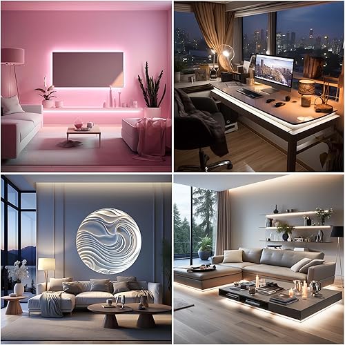 Miniatura 2 de UVTaoYuan Juego de 2 tiras de luces LED COB de 3.3 ft3.28 pies, USB 5 V, 6500 K, blanco brillante, no regulable, tira LED para interiores,