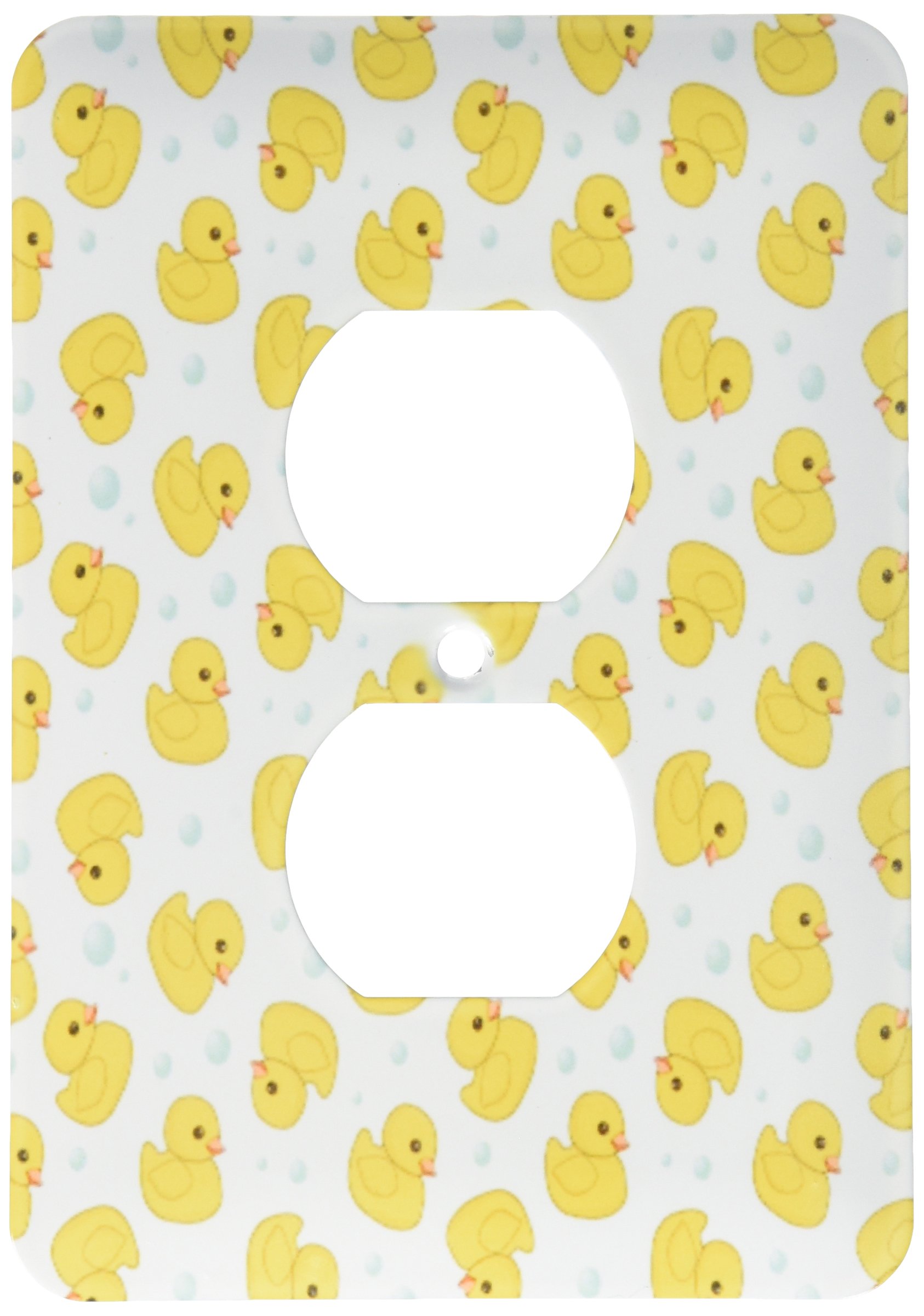 Cache-prise double avec canard en caoutchouc jaune kawaii
