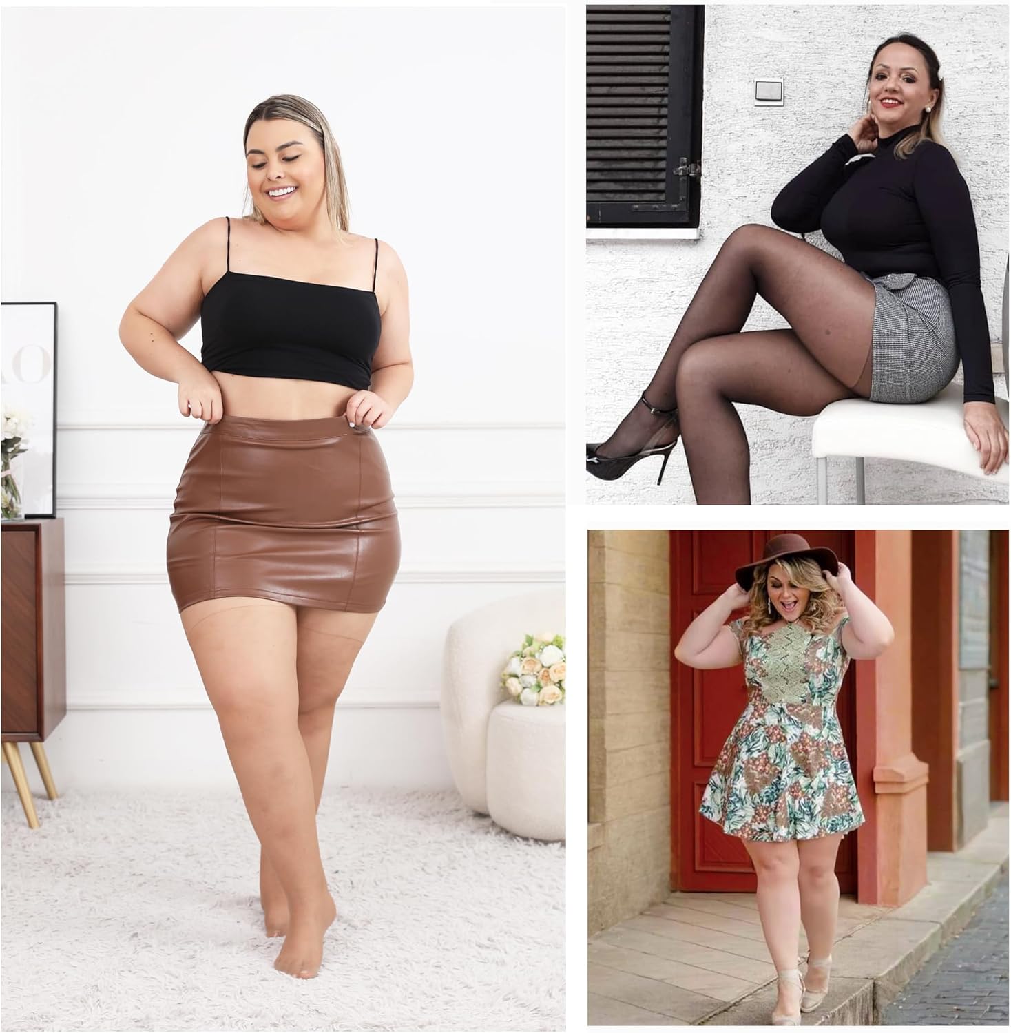 Plus Size Sheer Tights for Women 20D Ultra Thin High Waist Pantyhose with Cotton Crotch (XL-4XL, 3 Pairs) - Image 5