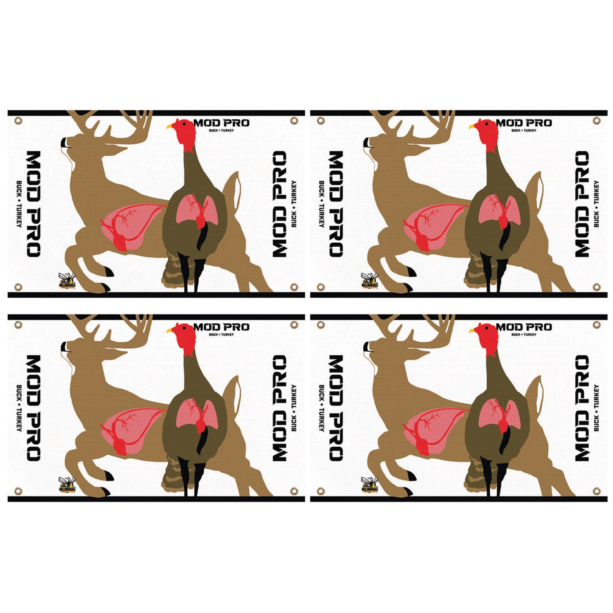 Morrell Yellow Jacket MOD Pro Buck and Turkey Polypropylene Wrap with Grommets and Hook and Loop Attachment for Archery Target, 4 Pack, White/Tan