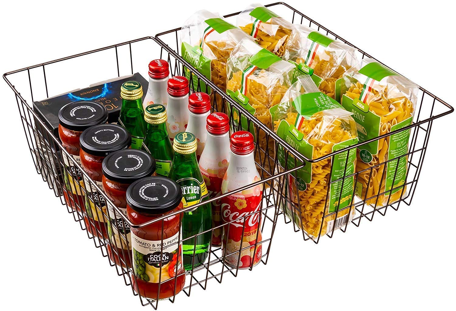 SANNO Farmhouse Wire Organizer Storage Basket Large Organizer Bins for