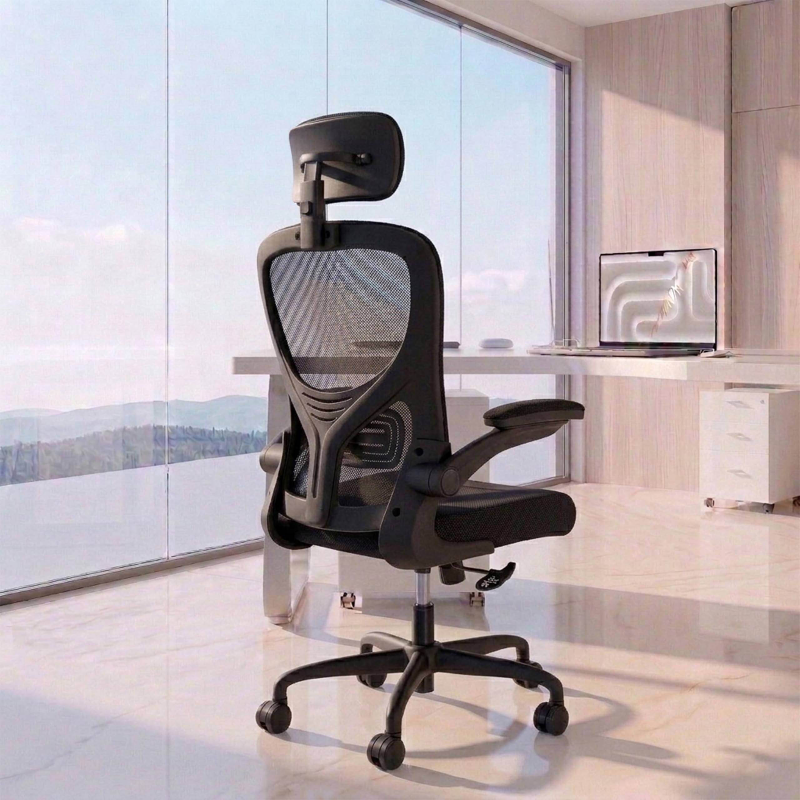 Casa Copenhagen Black | High Back Imported Mesh Fabric Boss Office Chair | Y Design Ergonomic Back Support | 2D Aero Design Adjustable Armrests | Synchro Tilt Lock Mechanism | Adjustable Lumbar