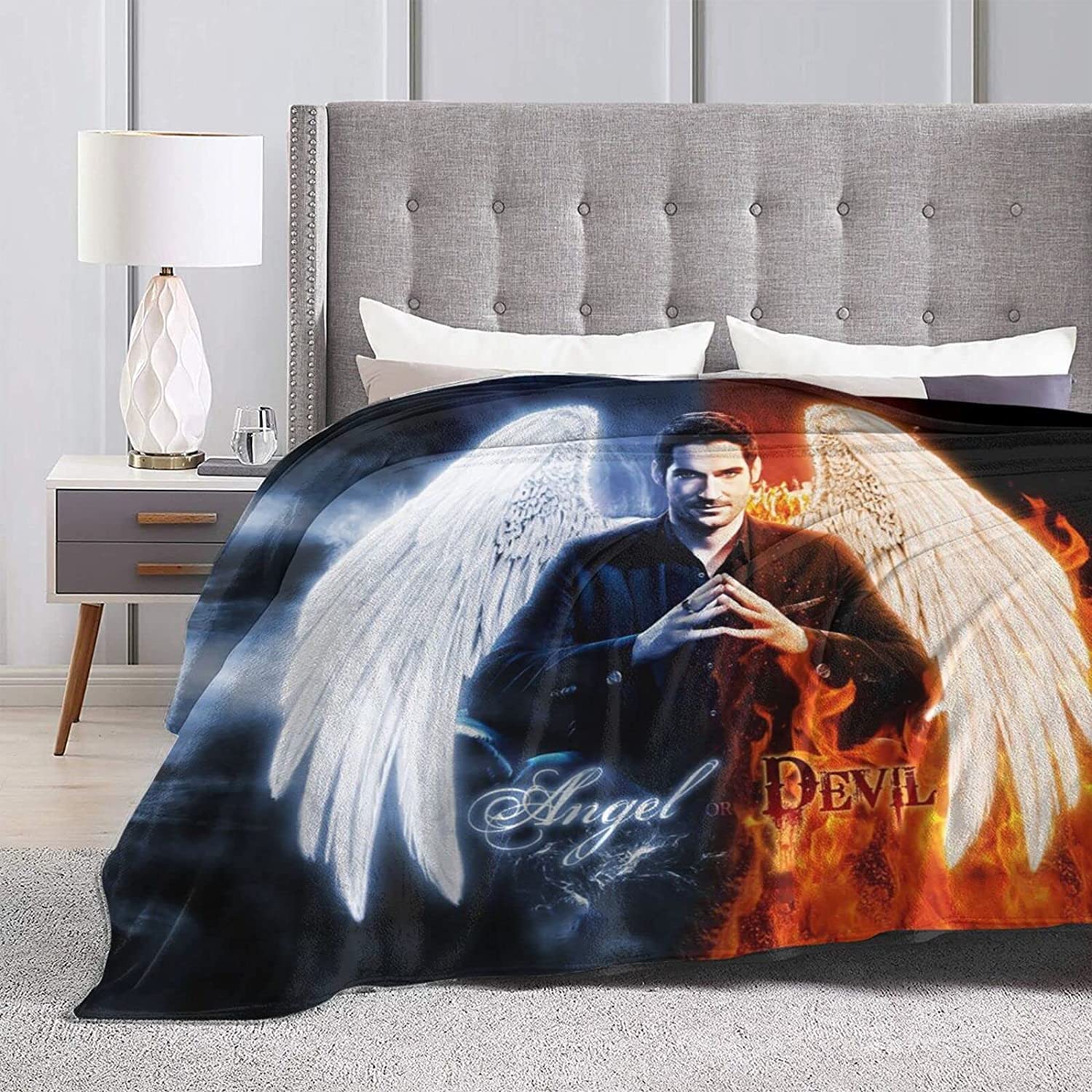 YINGD Comfortable Ultra-Soft Micro Fleece Blanket,Lucifer Fleece Blankets for Sofa Bed Travel 200CM X 150CM