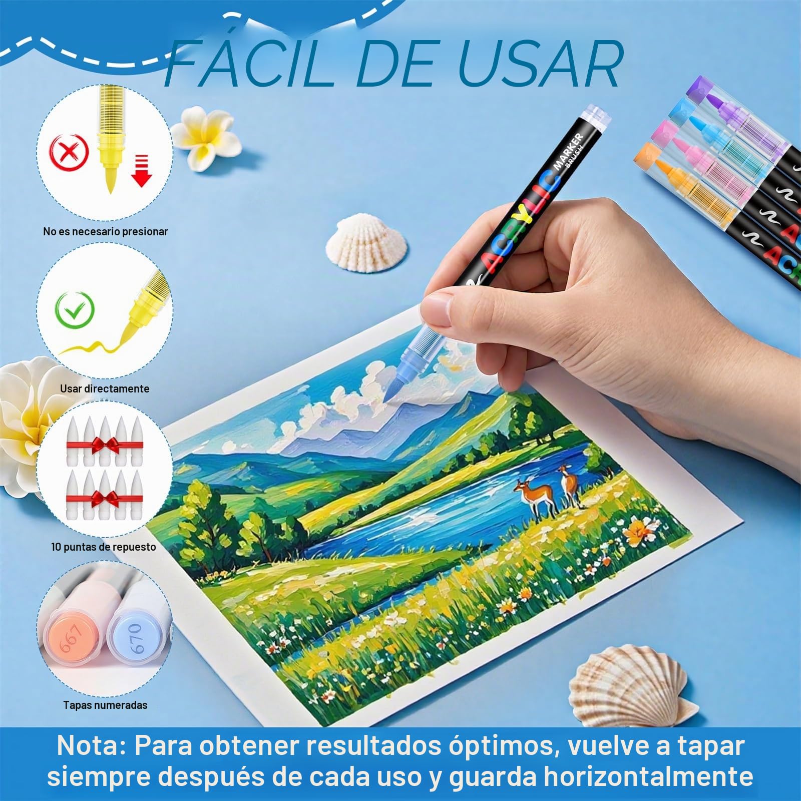 Guangna 240 rotuladores de pintura acrílica, bolígrafos de pintura acrílica con punta de pincel, tinta impermeable de secado rápido, para pintar sobre rocas, plástico, madera, lienzo, vidrio, cerámica