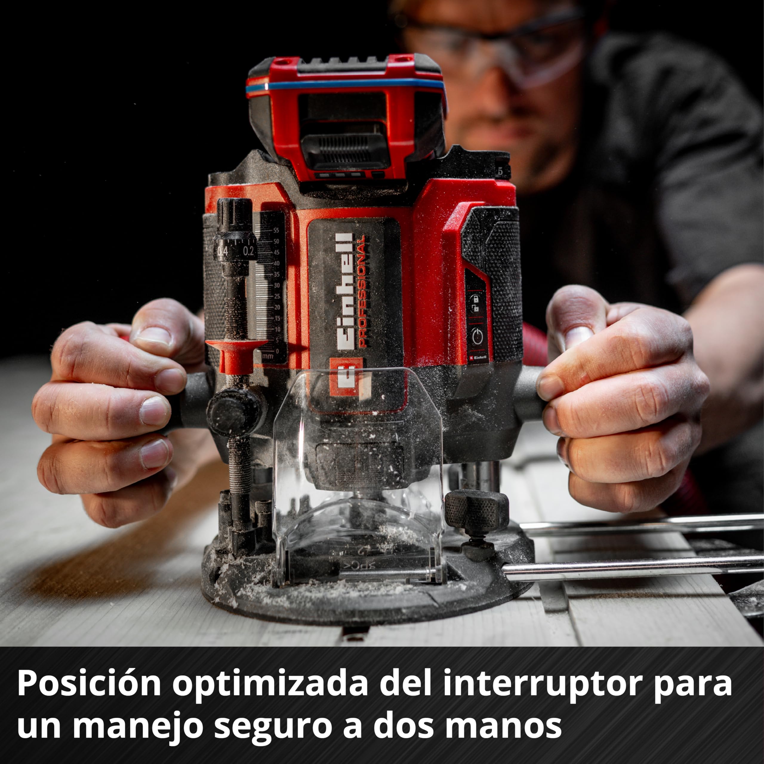 Einhell Professional fresadora superior con batería TP-RO 18/55 Li BL-Solo Power X-Change (18 V, altura de carrera 55 mm, motor Brushless, incl. tope paralelo, herramienta, sin batería ni cargador)