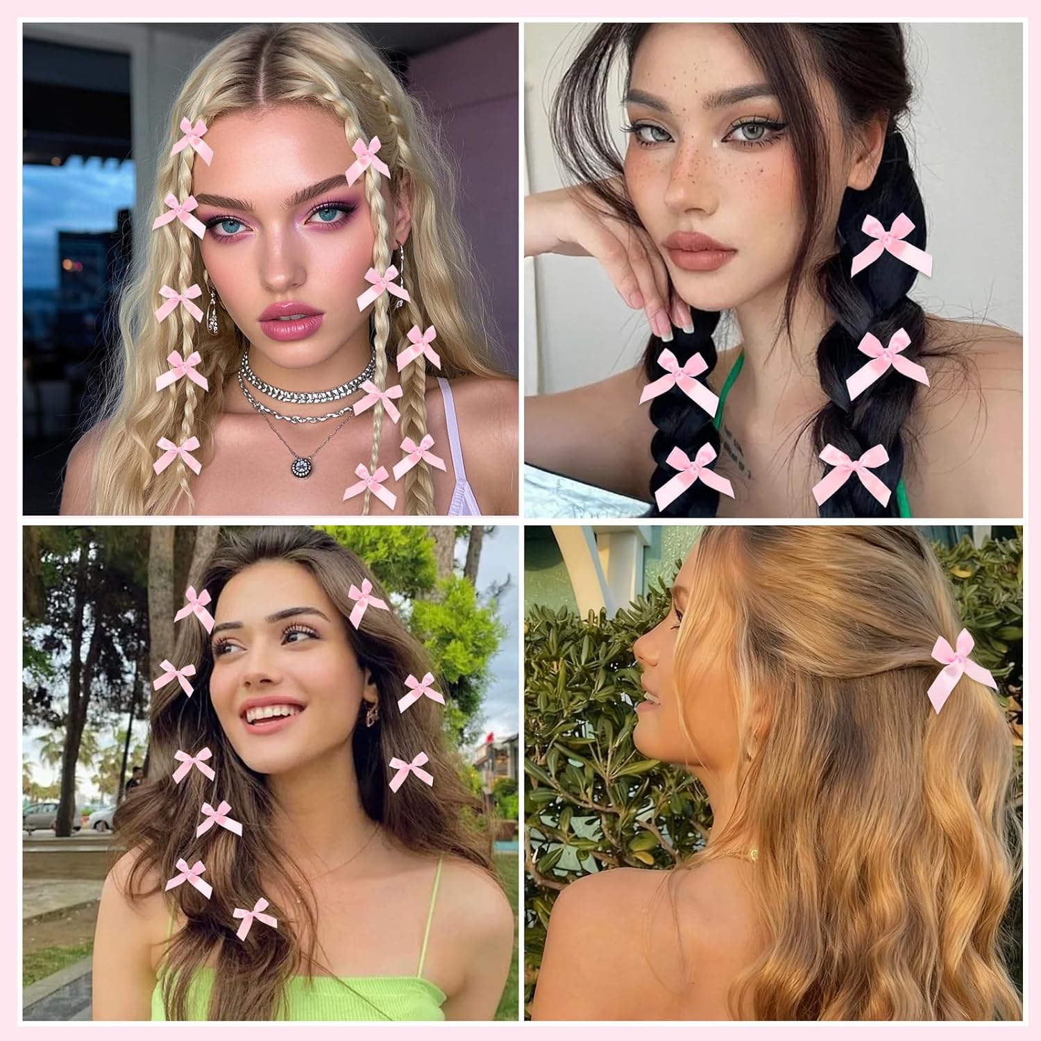 80 Pack Mini Bow Hair Clips Cute Hair Accessories Ribbon Bow Barrettes Pins for Women Girls Non-Slip Small Bowknot Clips(Pink) - Image 7