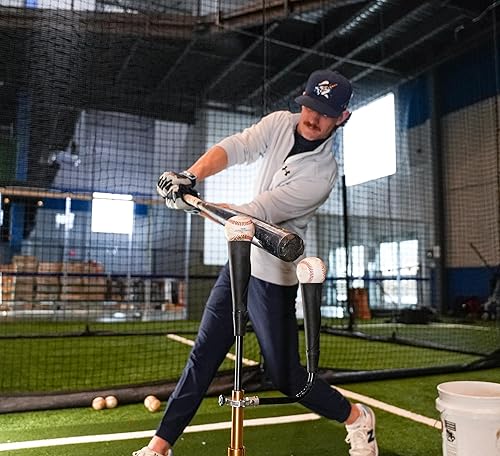 Miniatura 4 de CT4 Doble TEE de entrenamiento doble para béisbolsoftbol con brazo giratorio desmontable de 360, cubiertas de goma de neopreno de grado industrial,