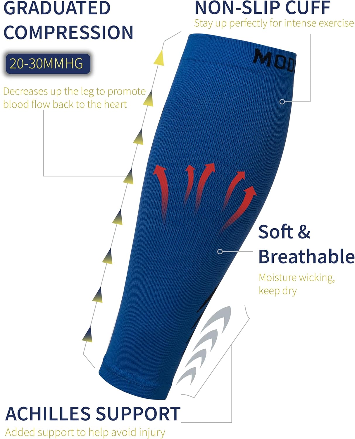 Calf Compression Sleeves - Leg Sleeves for Men and Women - Shin Splint Relief Support Brace Running Flights - Image 2