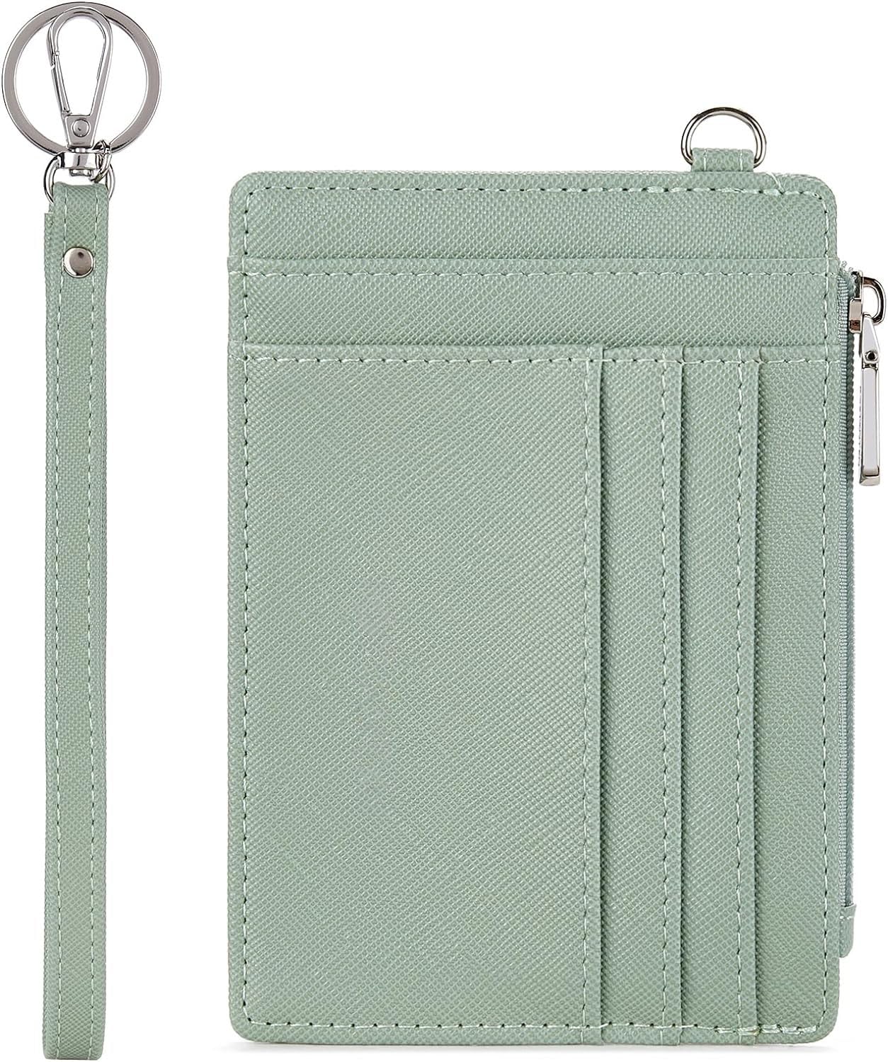 VOGARD Small Wallet for Women RFID Leather Credit Card Holder Slim Wristlet Keychain Wallet with Zipper Pocket (Green)…