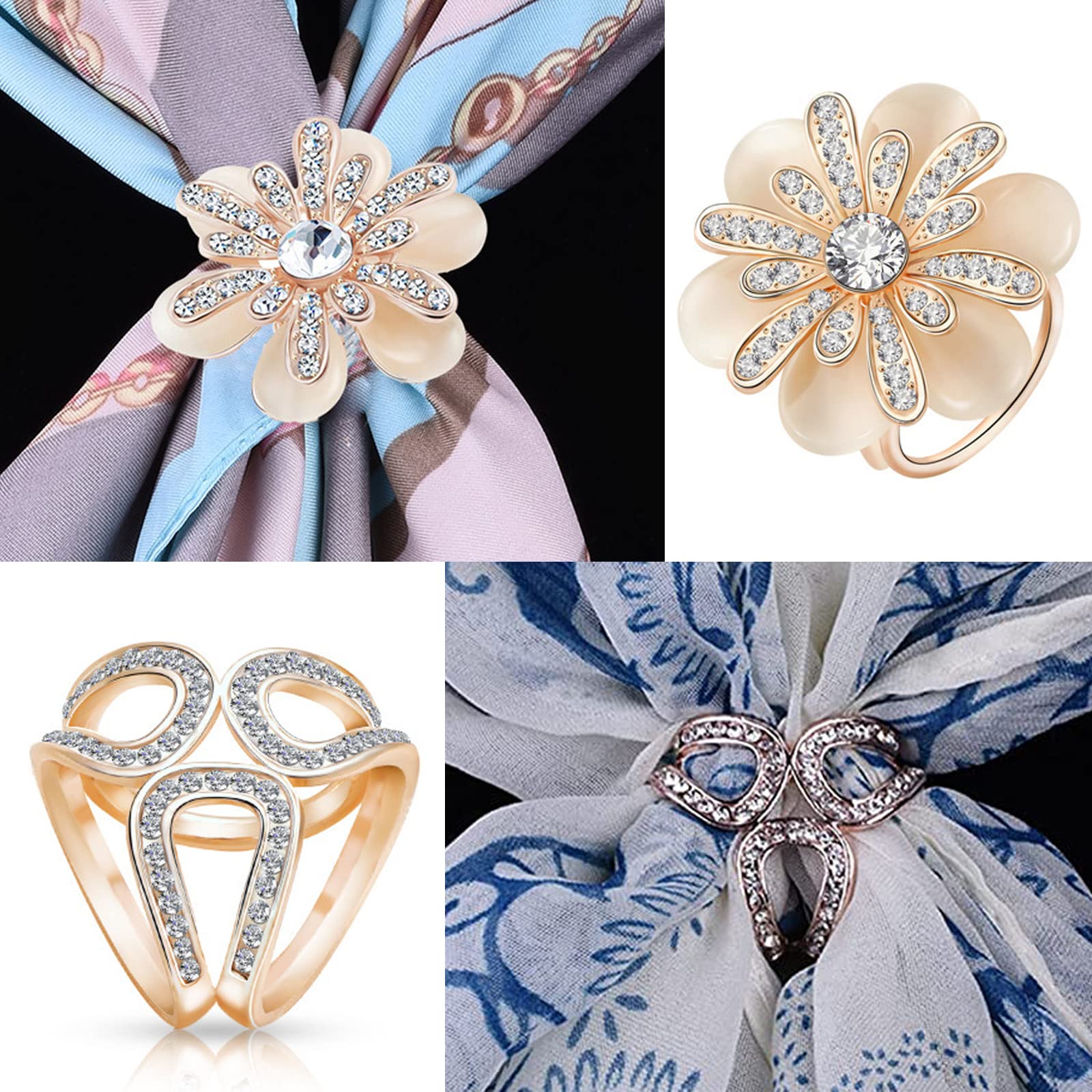 6 Pezzi Fibbie Per Sciarpa In Lega Con Strass - Clip Decorative Per Sciarpe, Foulard E Abiti - Foto 5