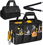 NECKORY Sac à outils, organisateur de boîte à outils portatif Sangle réglable d'épaule, outil de transport fourre-tout sac de rangement d'outils avec large bouche, sacs à outils pour les hommes mécanicien EngineerGift - M, Vert de l'Armée & Noir , outil lourd avec ouverture de bouche large & Adju