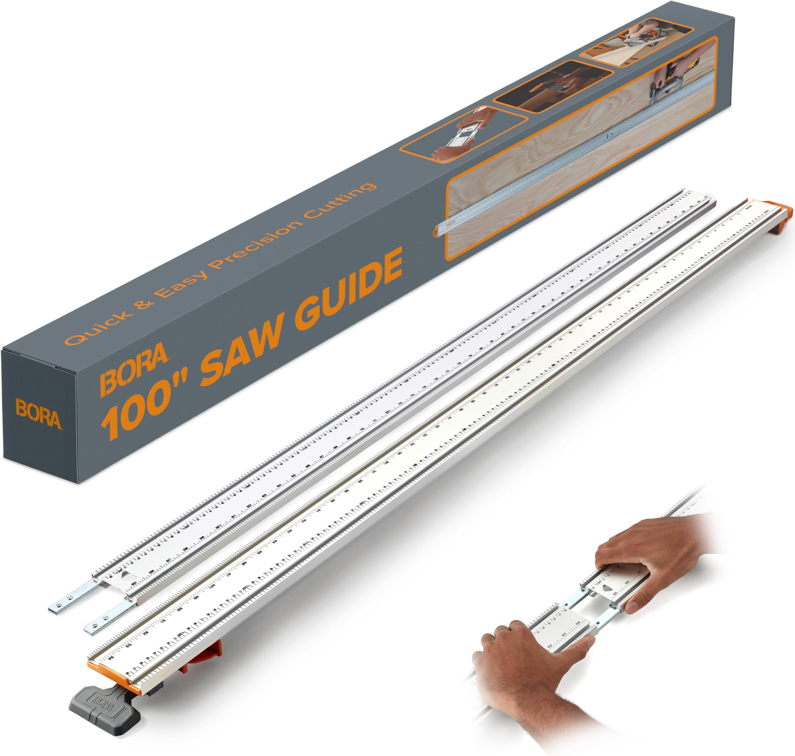 Bora 100-Inch NGX Clamp Edge, Straight Cut Guide For Circular Saws Includes 50-Inch Clamp Edge & 50-Inch Extension For 100-Inch Cutting Length, 544100