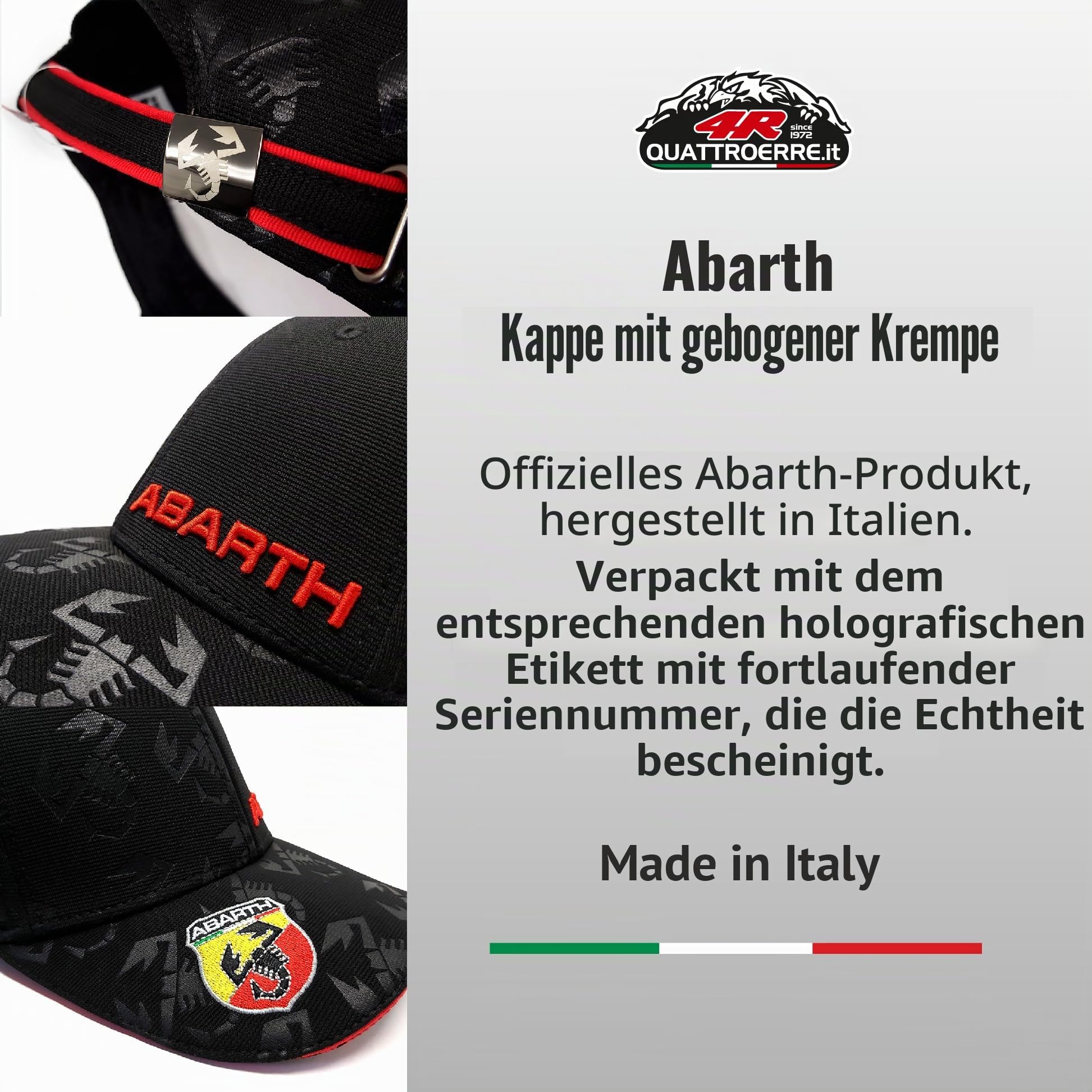 Abarth 21733 schwarzer Hut mit gebogenem Visier