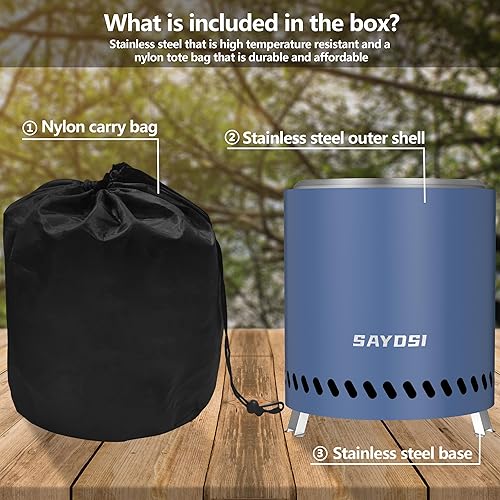 Miniatura 6 de Hoguera sin humo para exteriores de 9.8 x 8.6 pulgadas con soporte, hoguera portátil de mesa, ideal para camping y patio trasero, chimeneas de leña