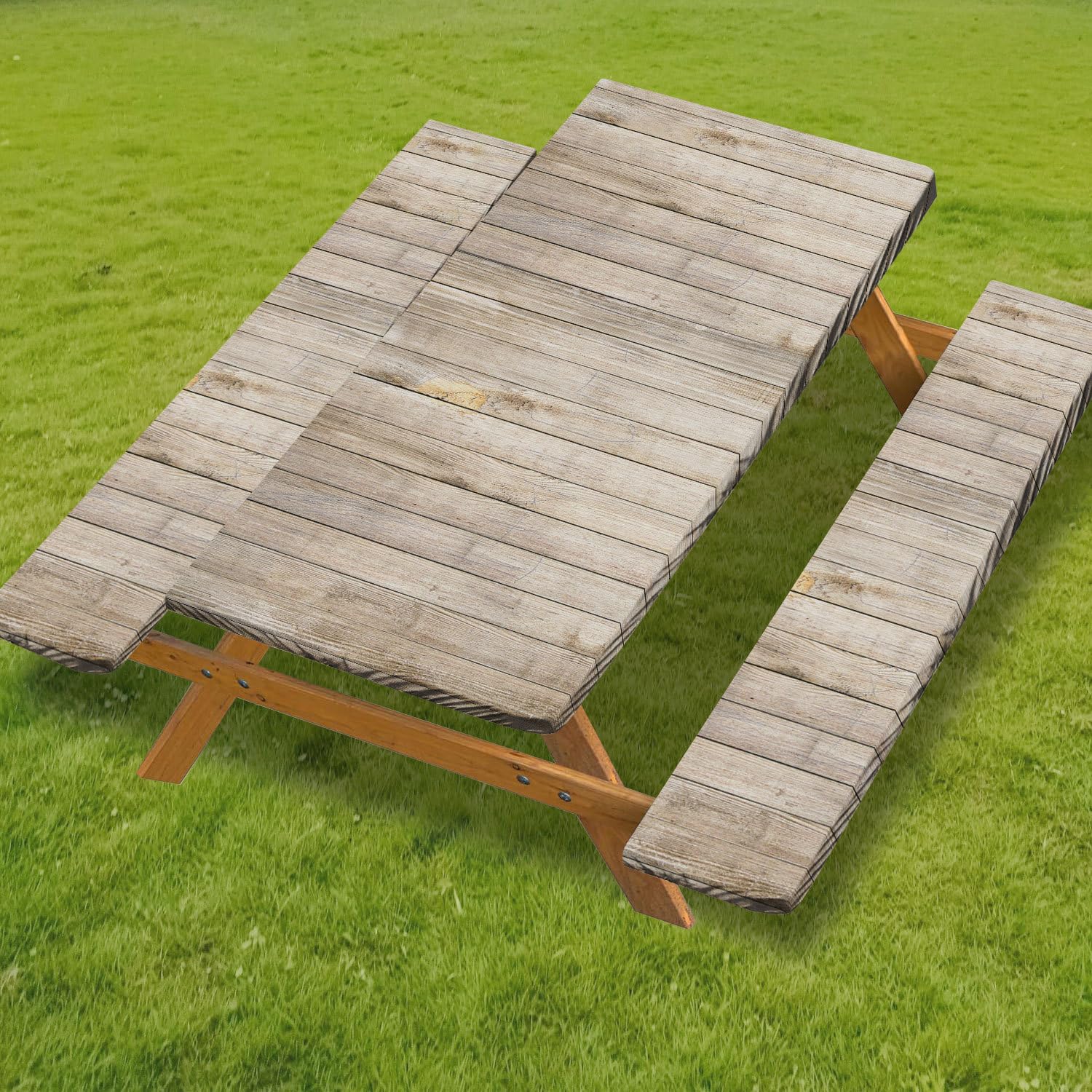 Nappe pique nique anti tache élastique rectangulaire avec housses de banc pour camping